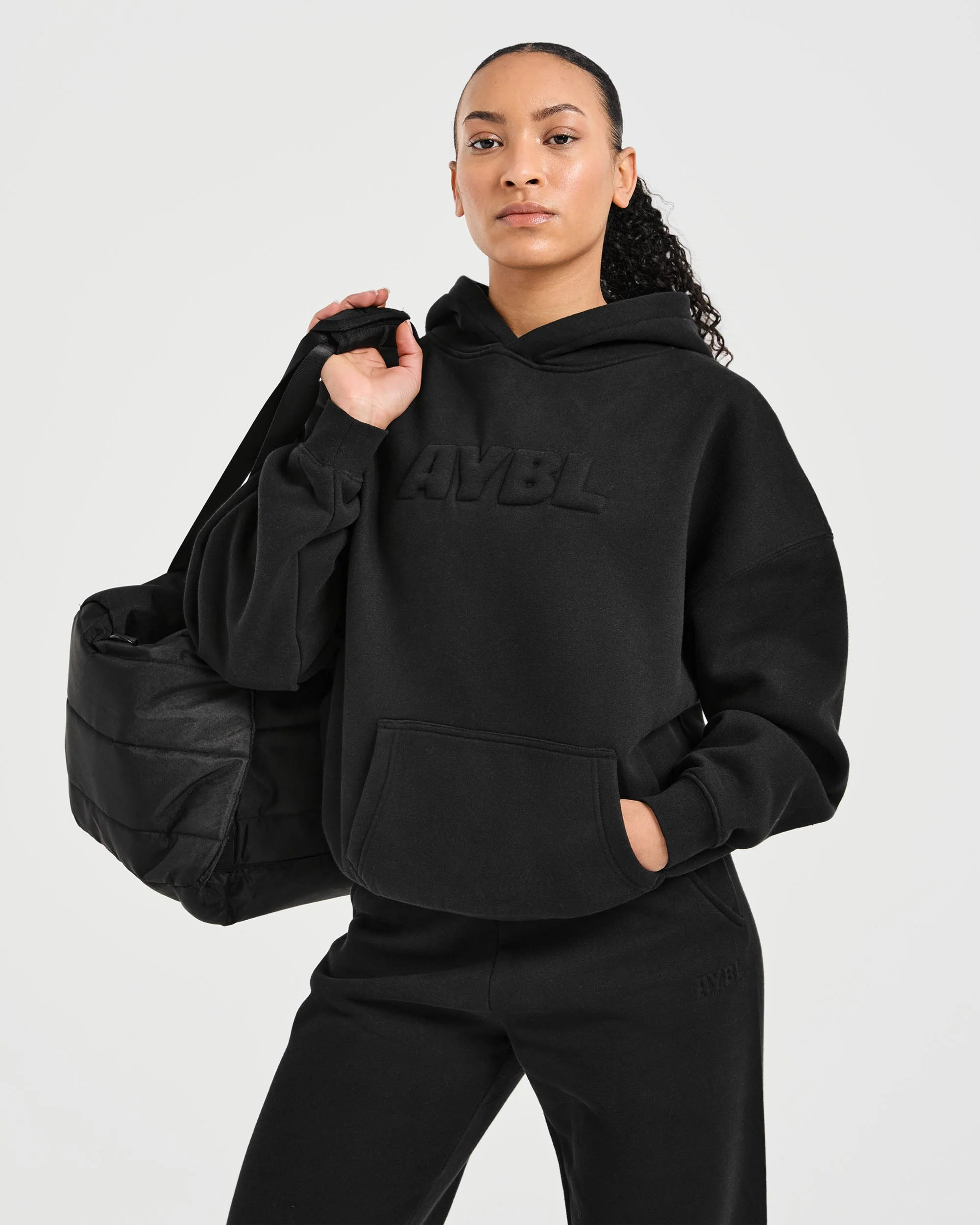 Classic Plush Oversized Hoodie - Noir - Image 7