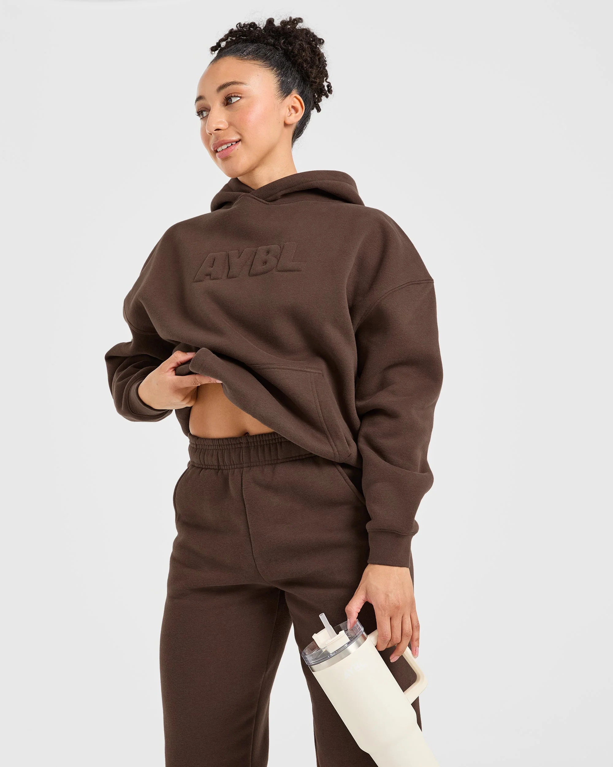 Classic Plush Oversized Hoodie - Marron - Image 8