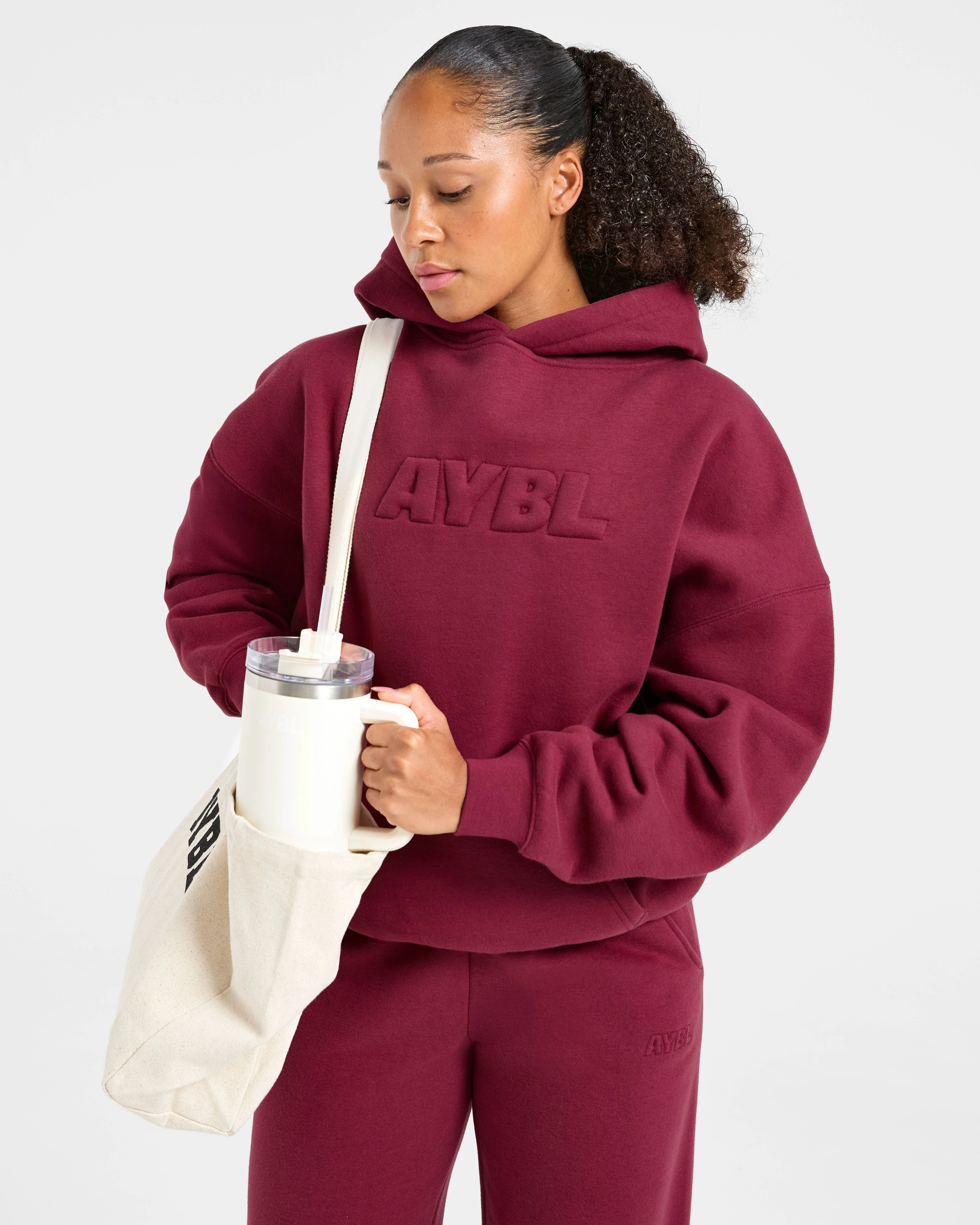 Classic Plush Oversized Hoodie - Muted Raspberry - Image 8