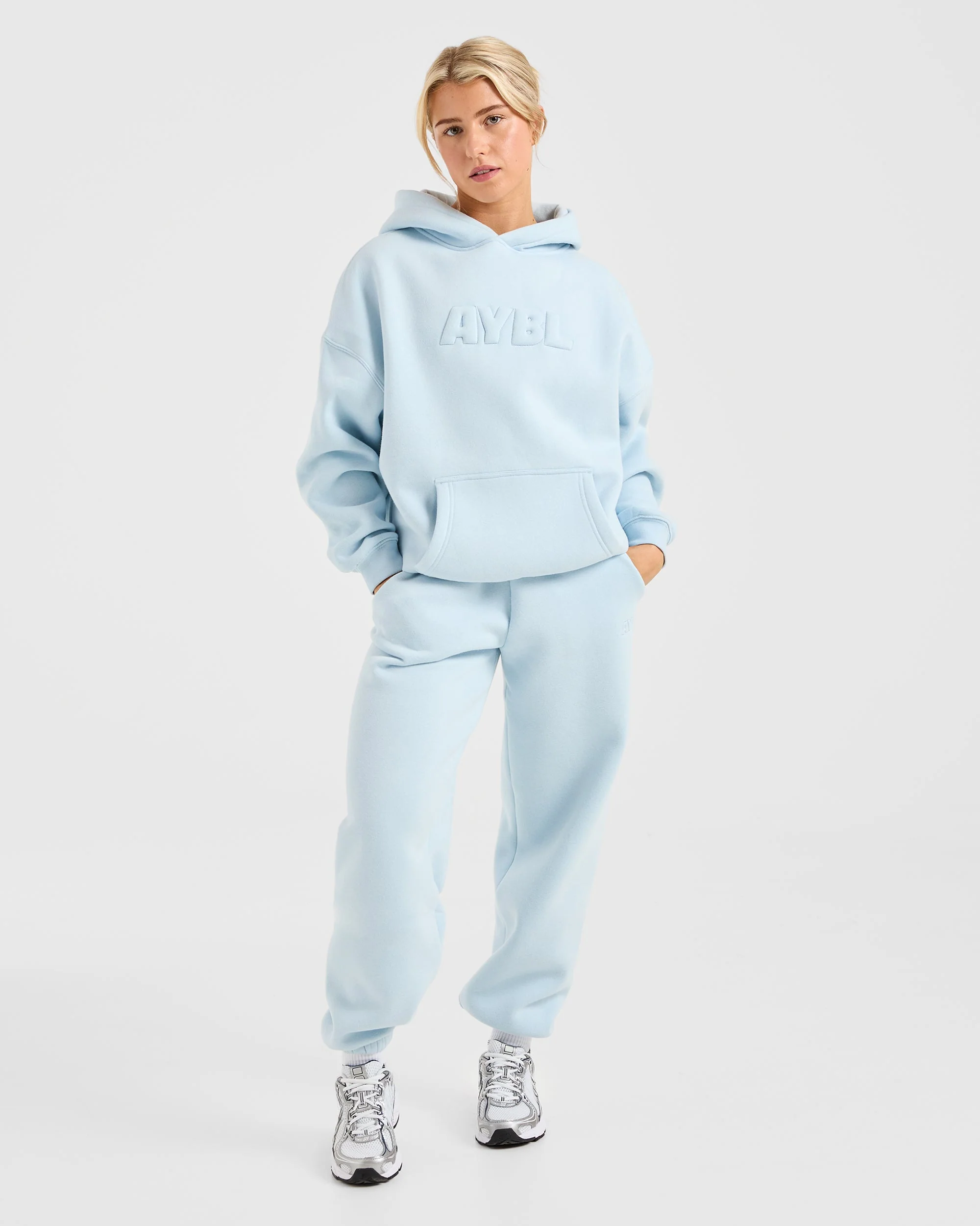 Classic Plush Oversized Joggers - Pastel Bleu - Image 3