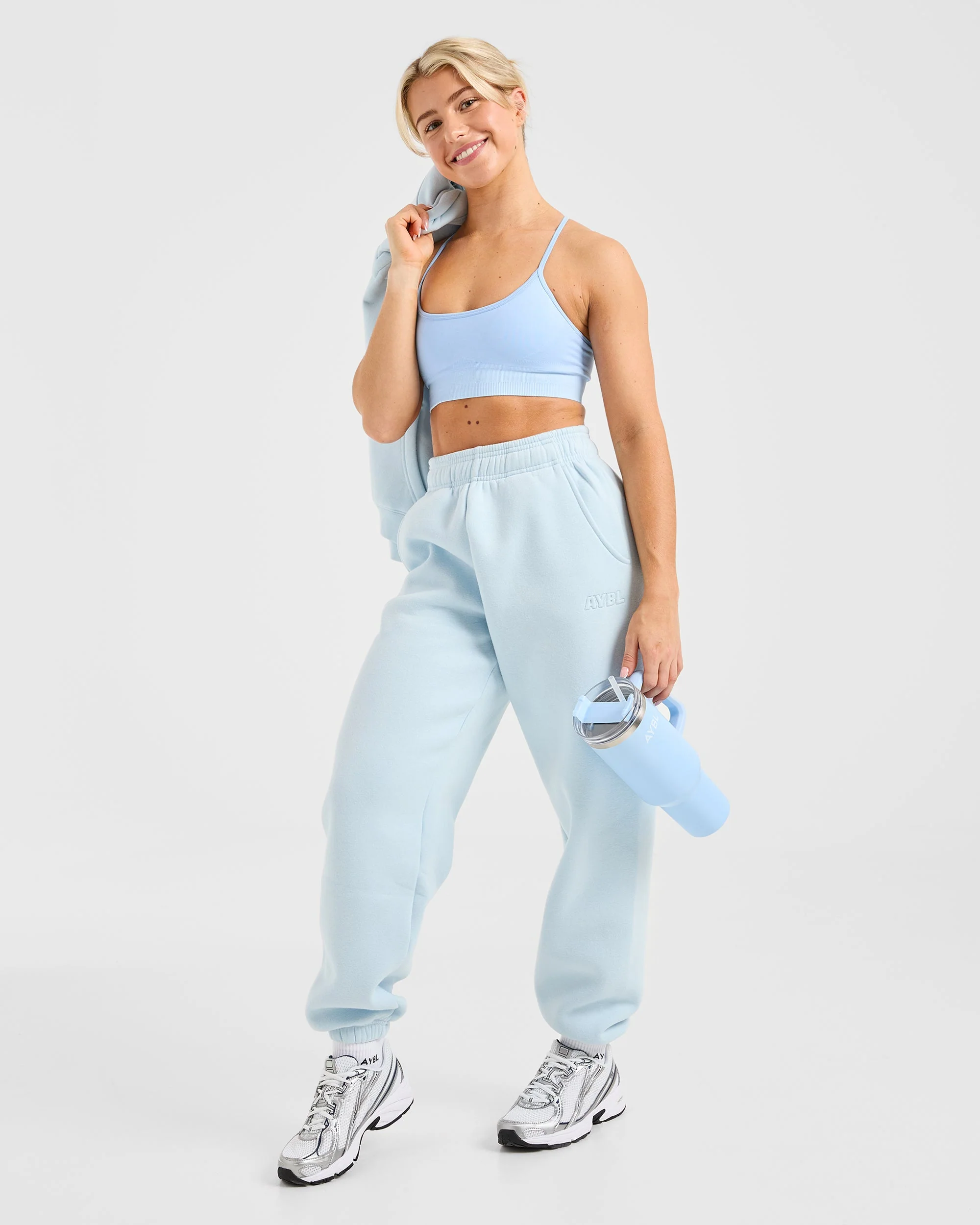 Classic Plush Oversized Joggers - Pastel Bleu - Image 8