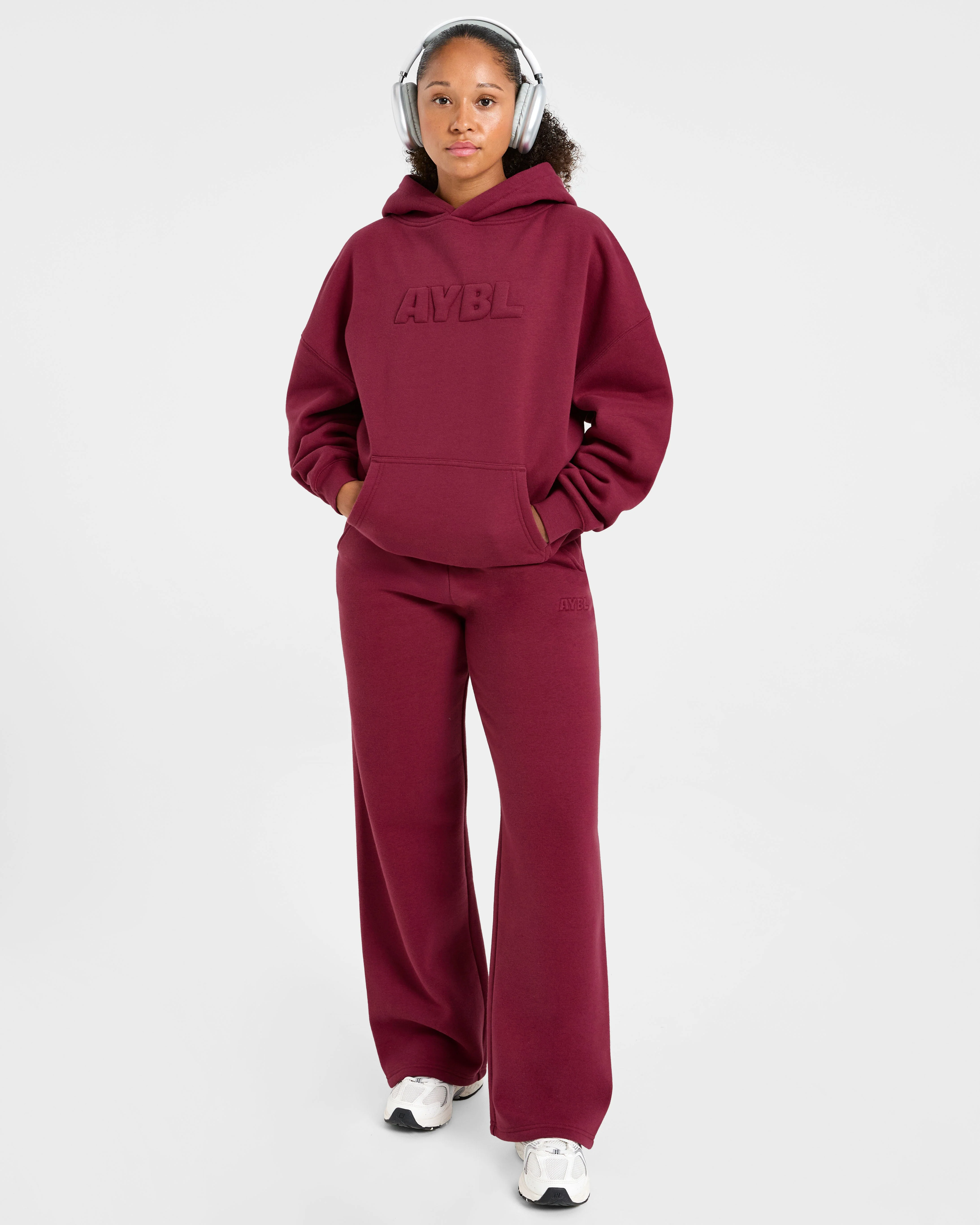 Classic Plush Oversized Straight Leg Joggers - Muted Raspberry - Image 7