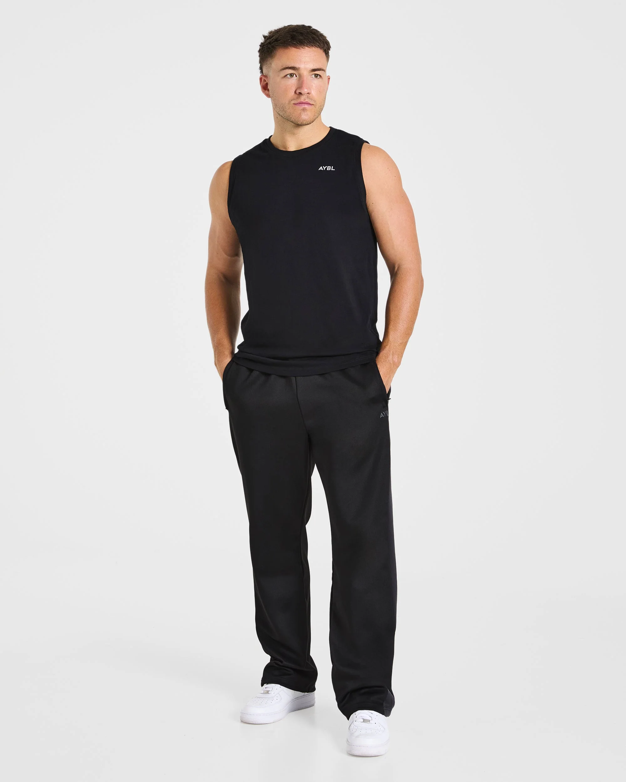 Classic Track Straight Leg Joggers - Noir/Charcoal - Image 8