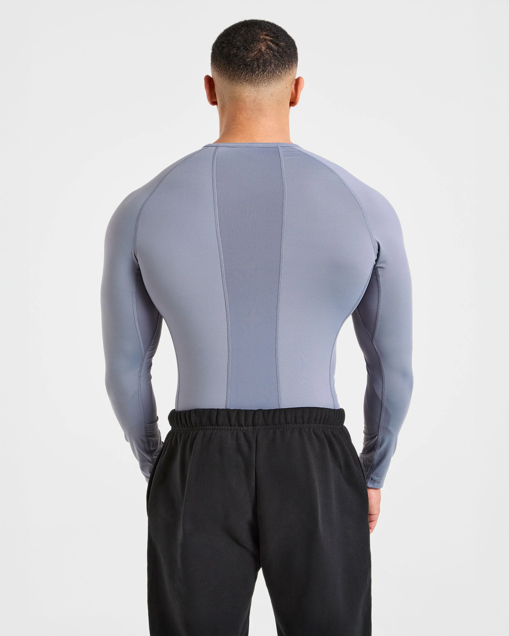 Compression Long Sleeve T Shirt - Slate Gris - Image 2