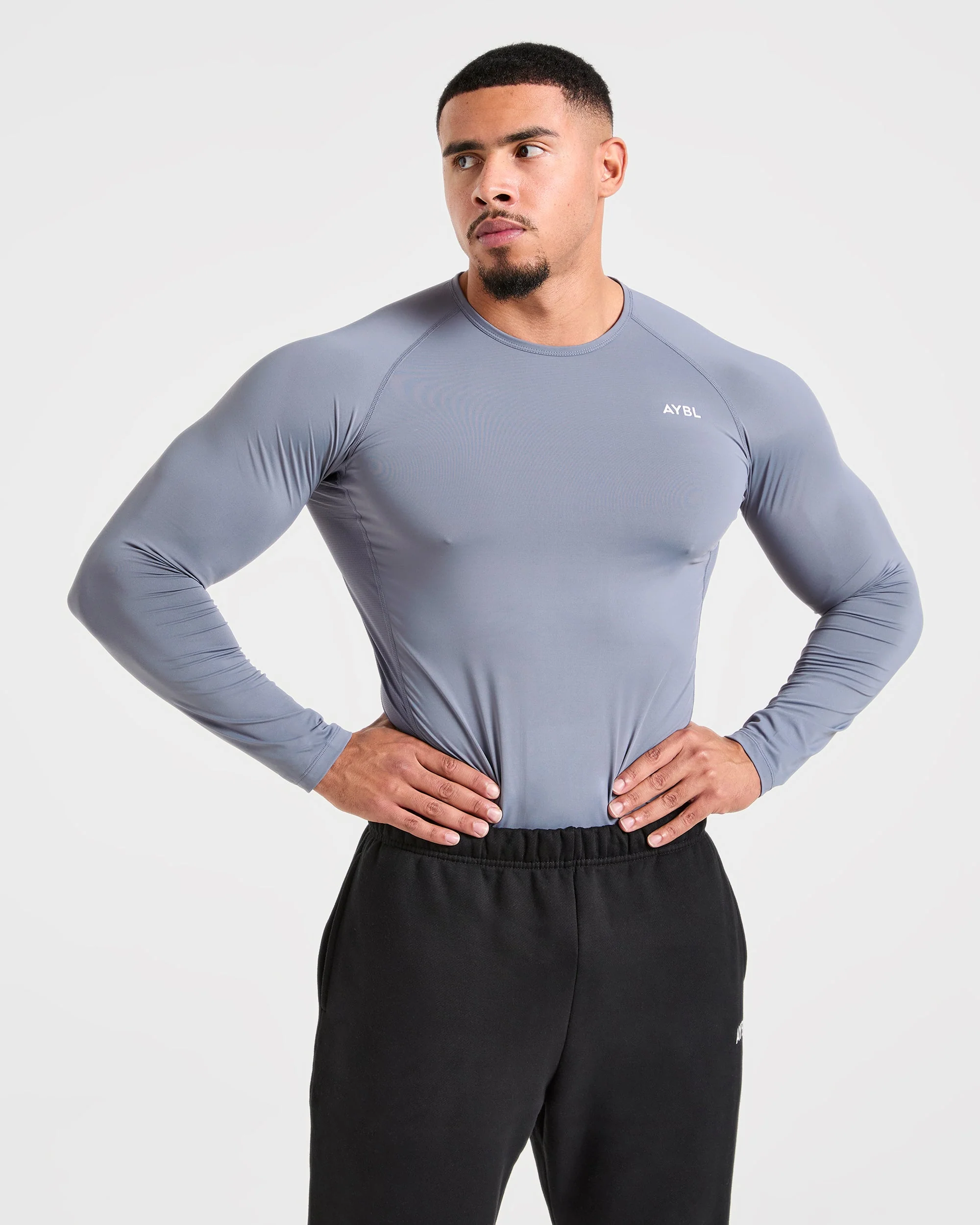 Compression Long Sleeve T Shirt - Slate Gris - Image 8
