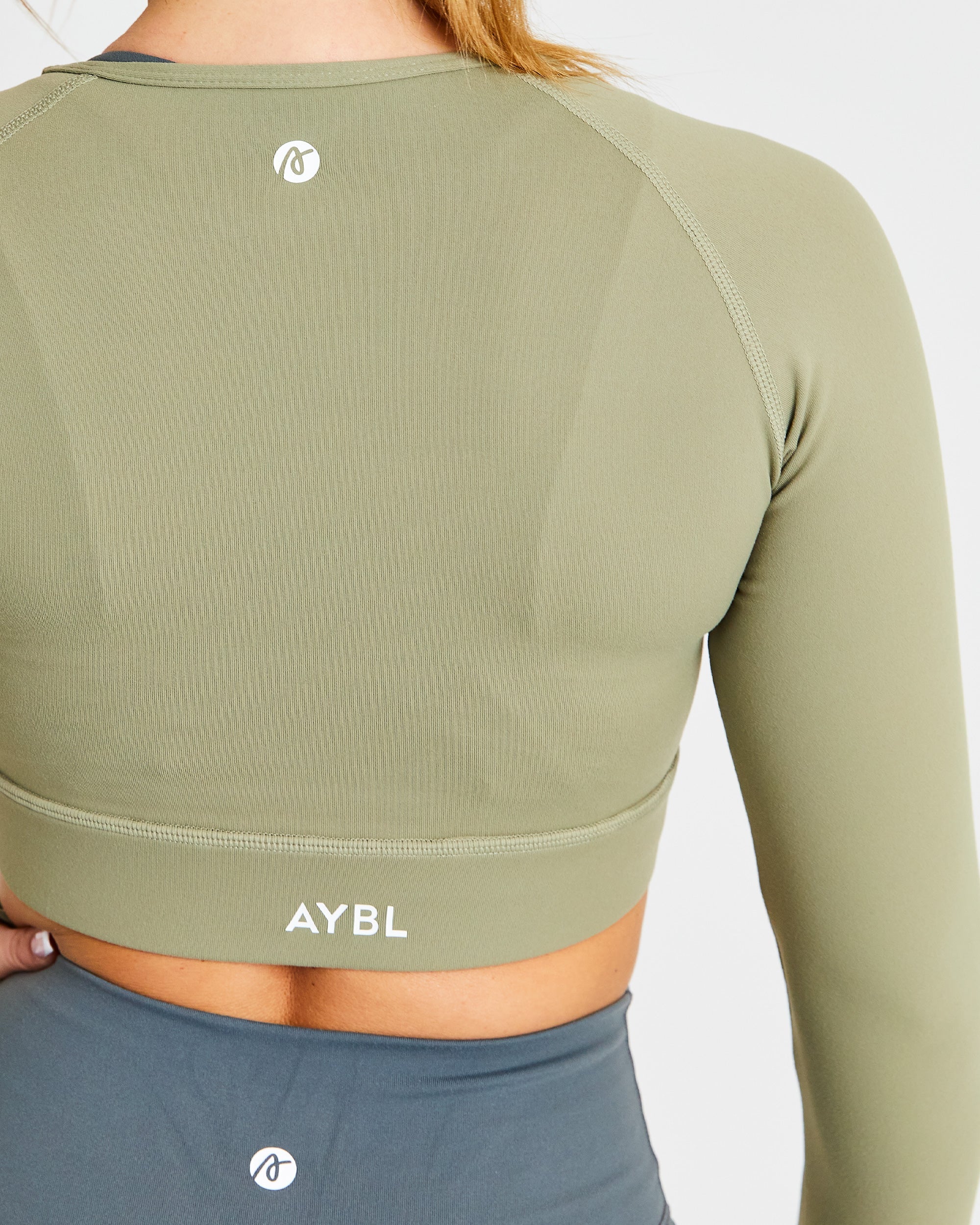 Core Long Sleeve Crop Top - Olive - Image 8