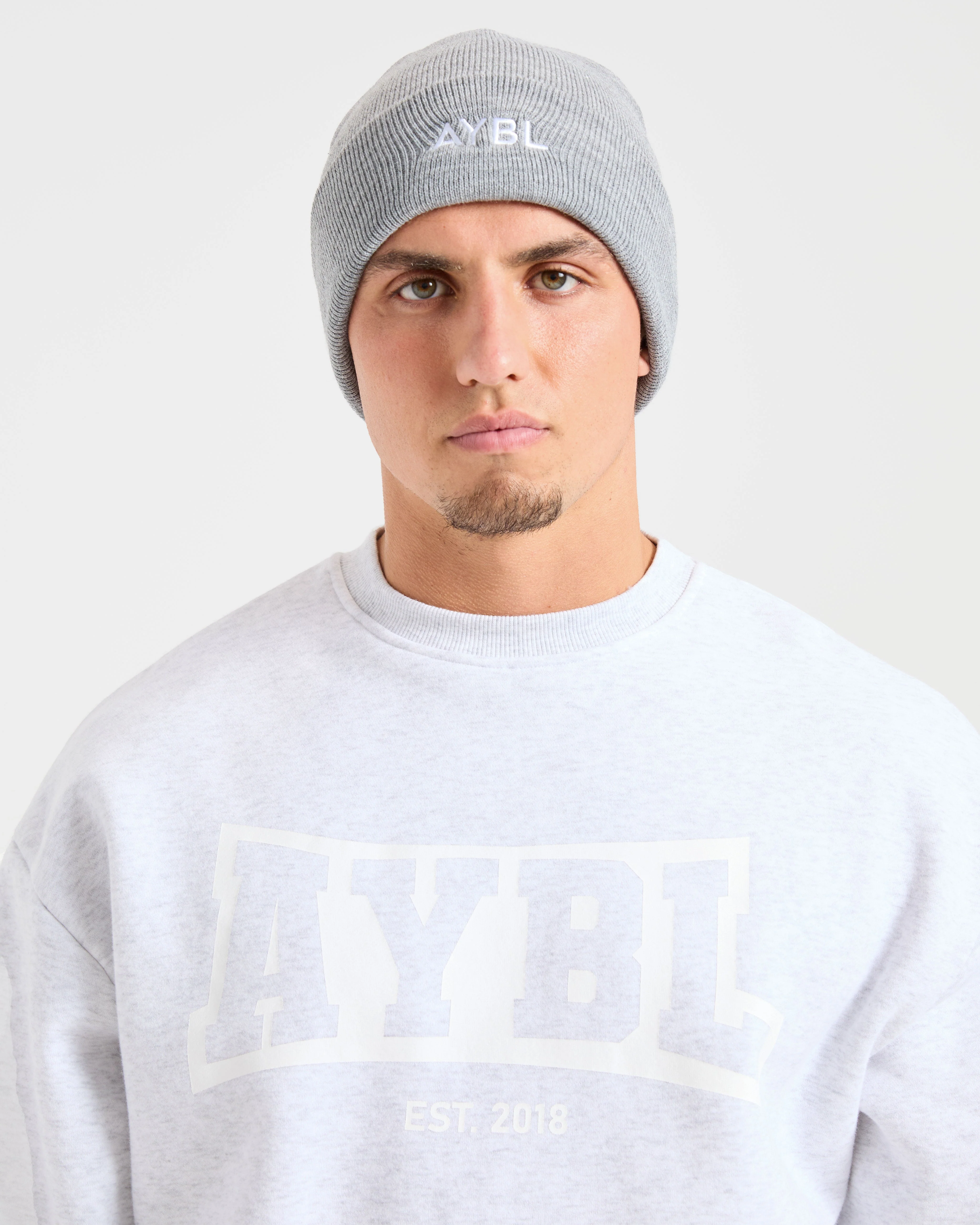 Embroidered Beanie - Gris Marl - Image 4