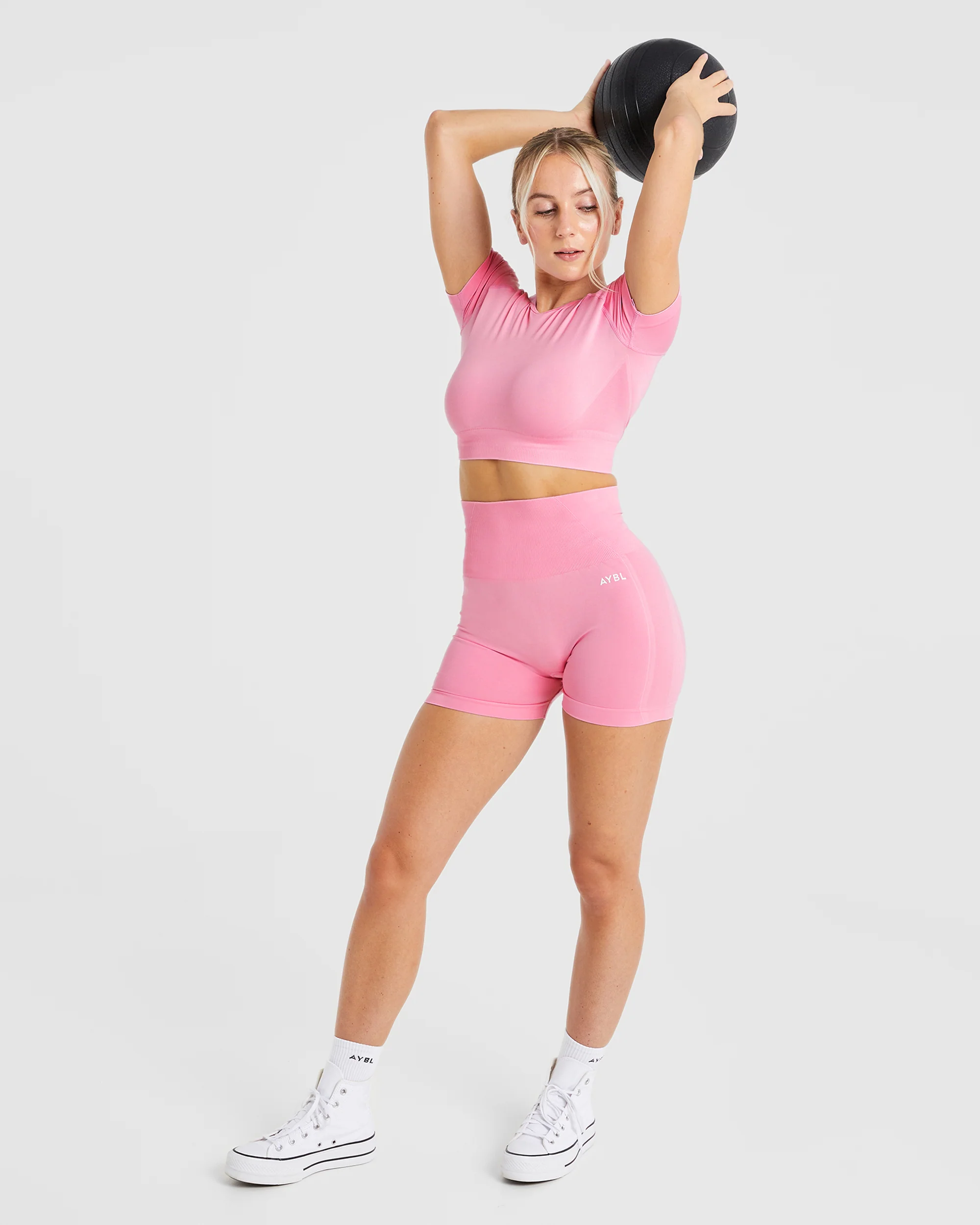 Empower Seamless Crop Top - Baby Rose - Image 7