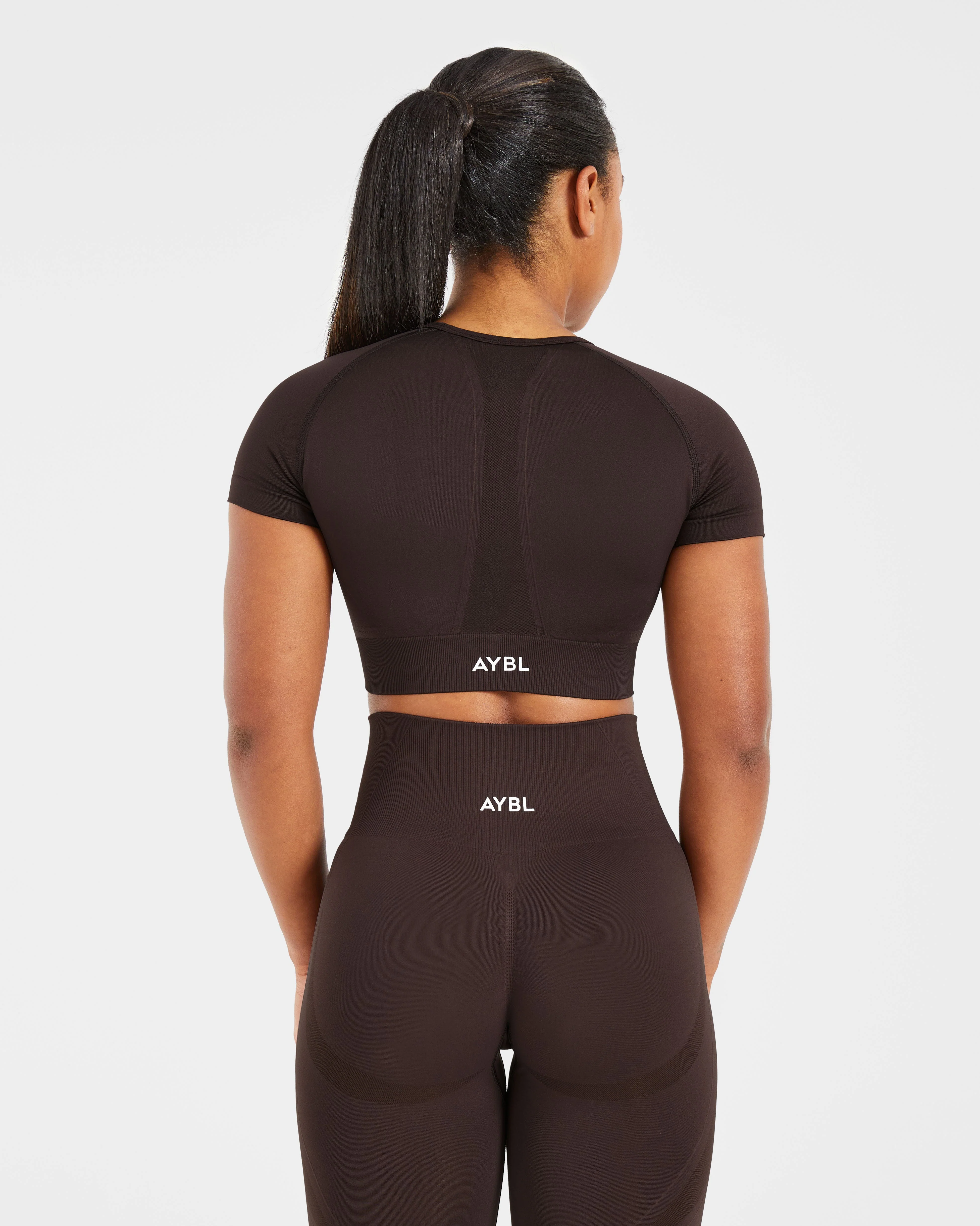 Empower Seamless Crop Top - Cocoa Marron - Image 2