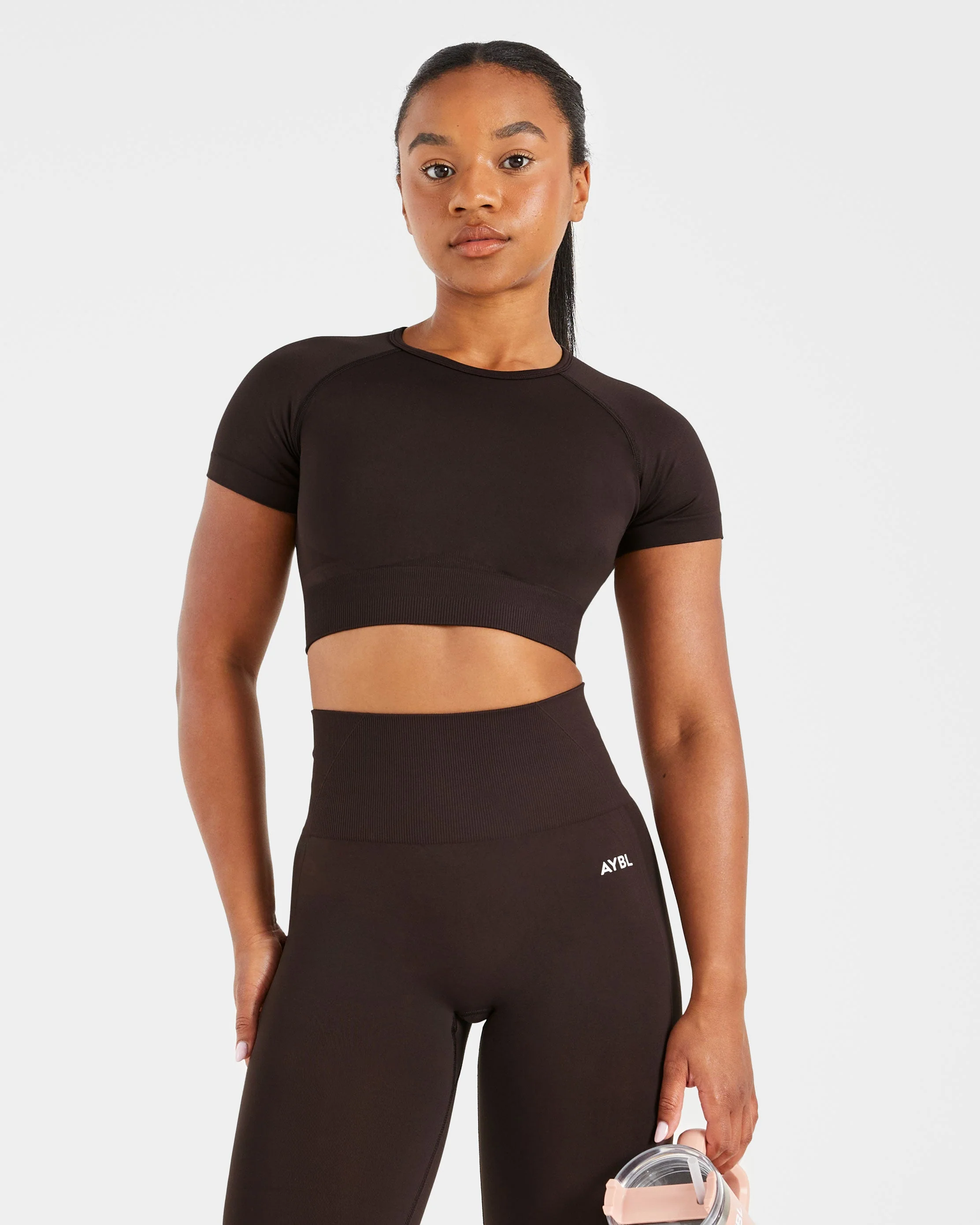 Empower Seamless Crop Top - Cocoa Marron - Image 8