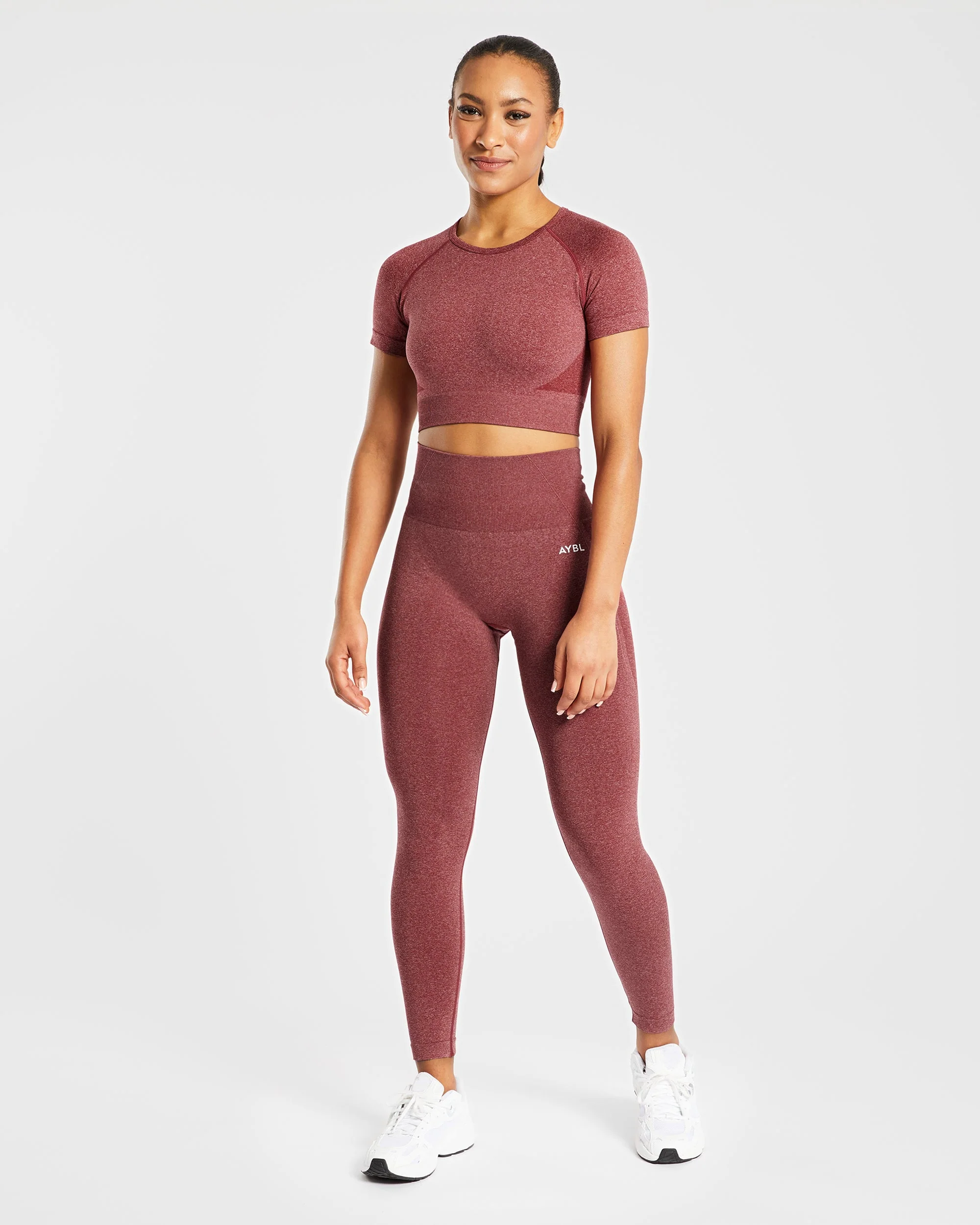 Empower Seamless Crop Top - Rouge Marl - Image 3