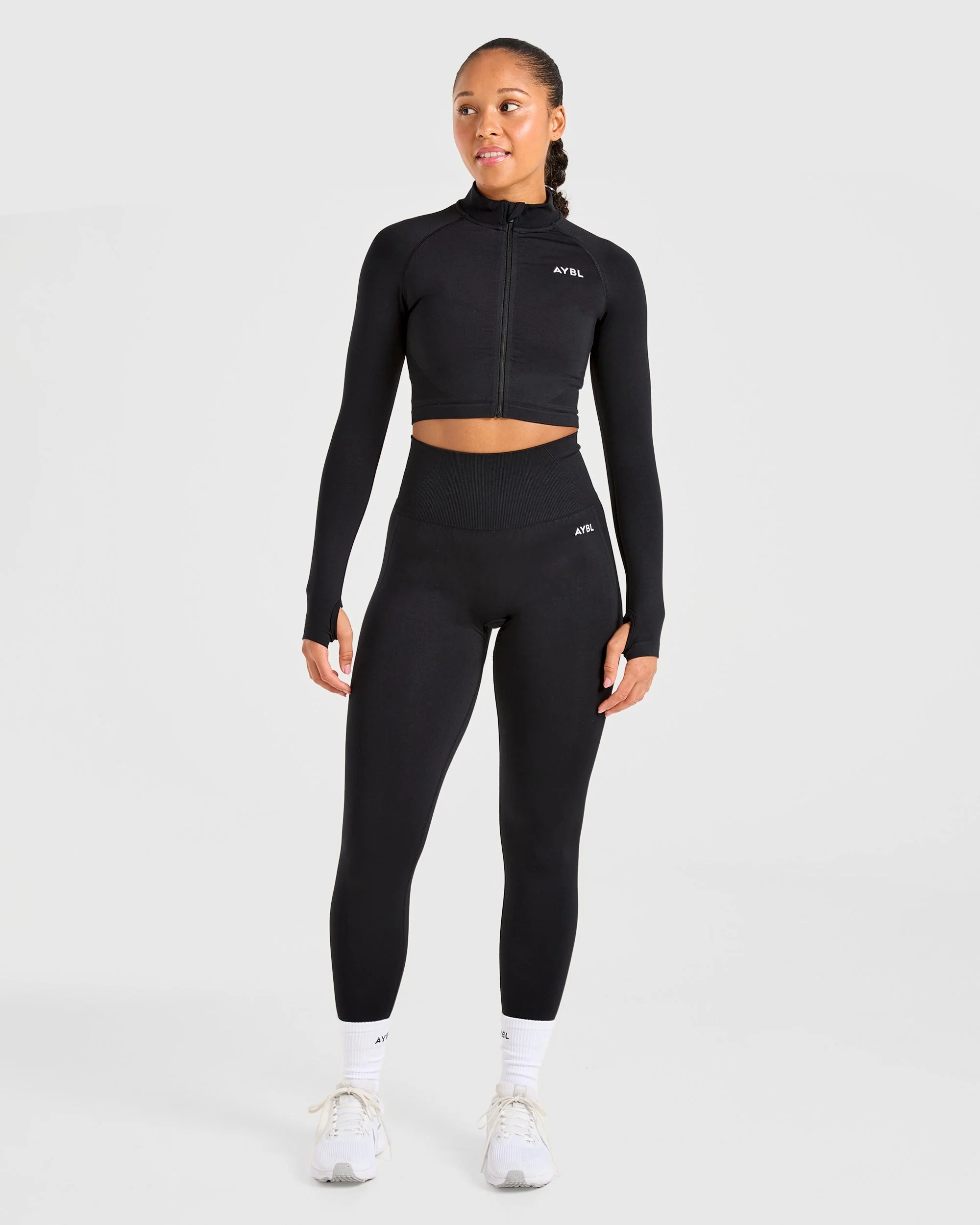Empower Seamless Crop Zip Jacket - Noir - Image 3