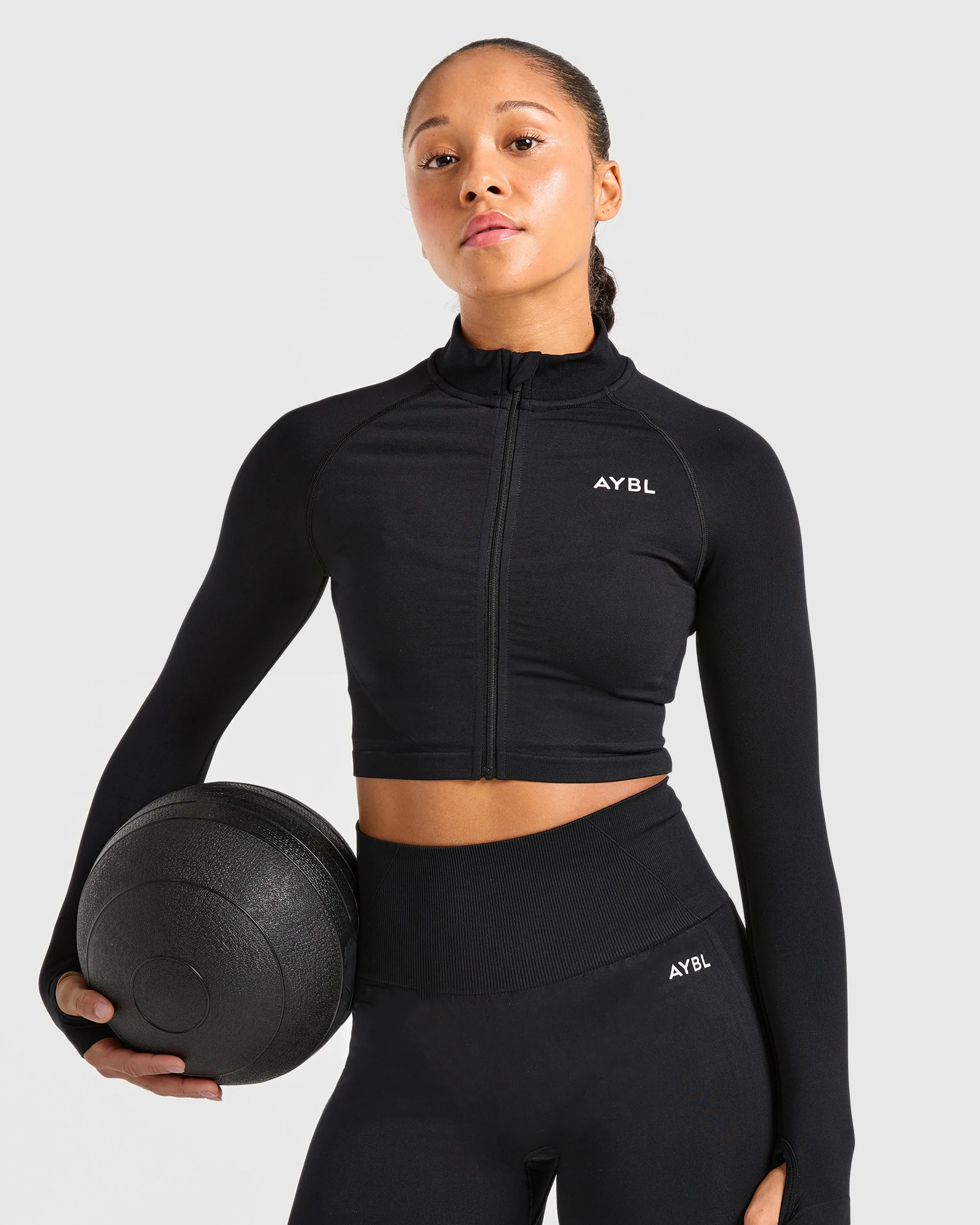 Empower Seamless Crop Zip Jacket - Noir - Image 7