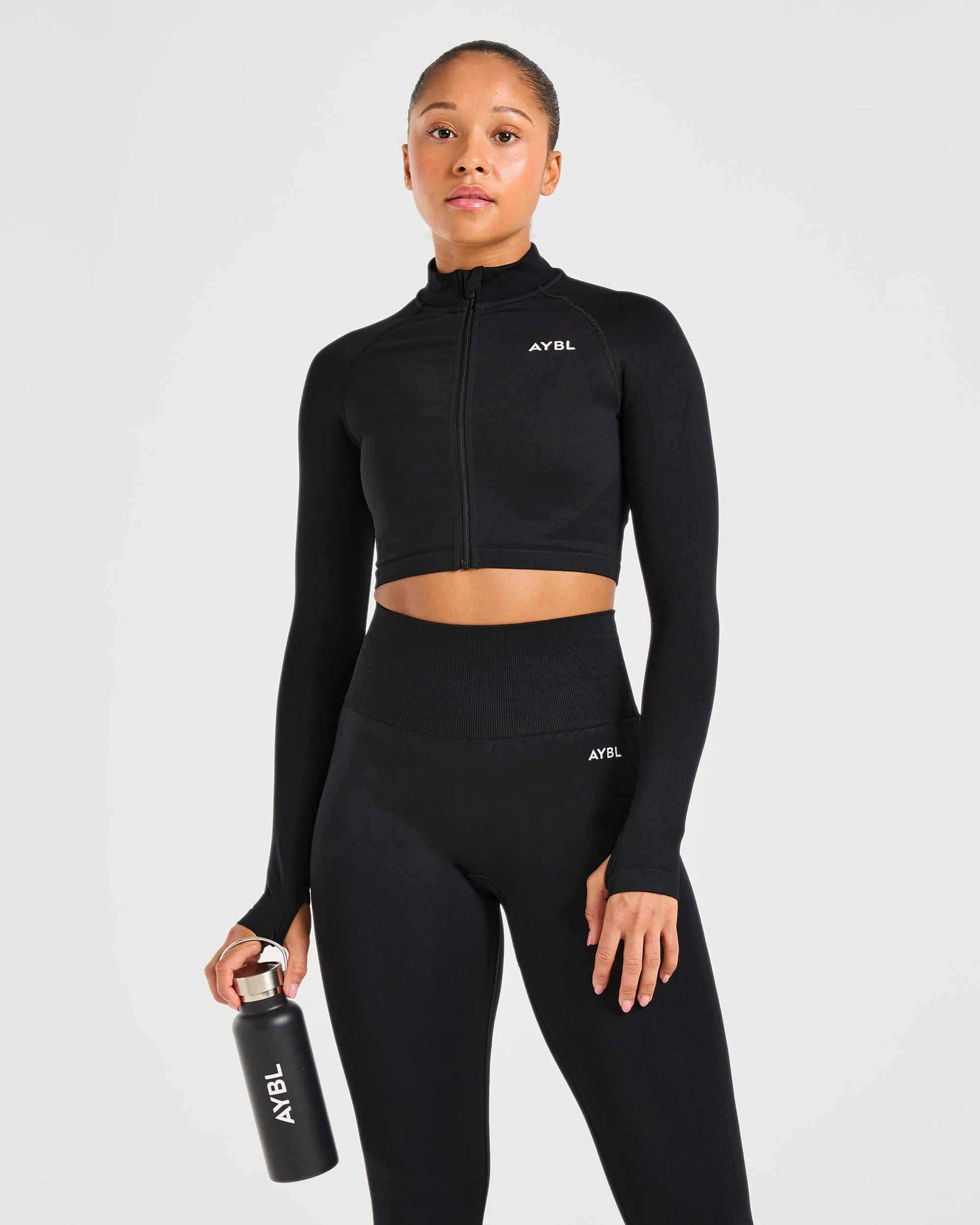 Empower Seamless Crop Zip Jacket - Noir - Image 8