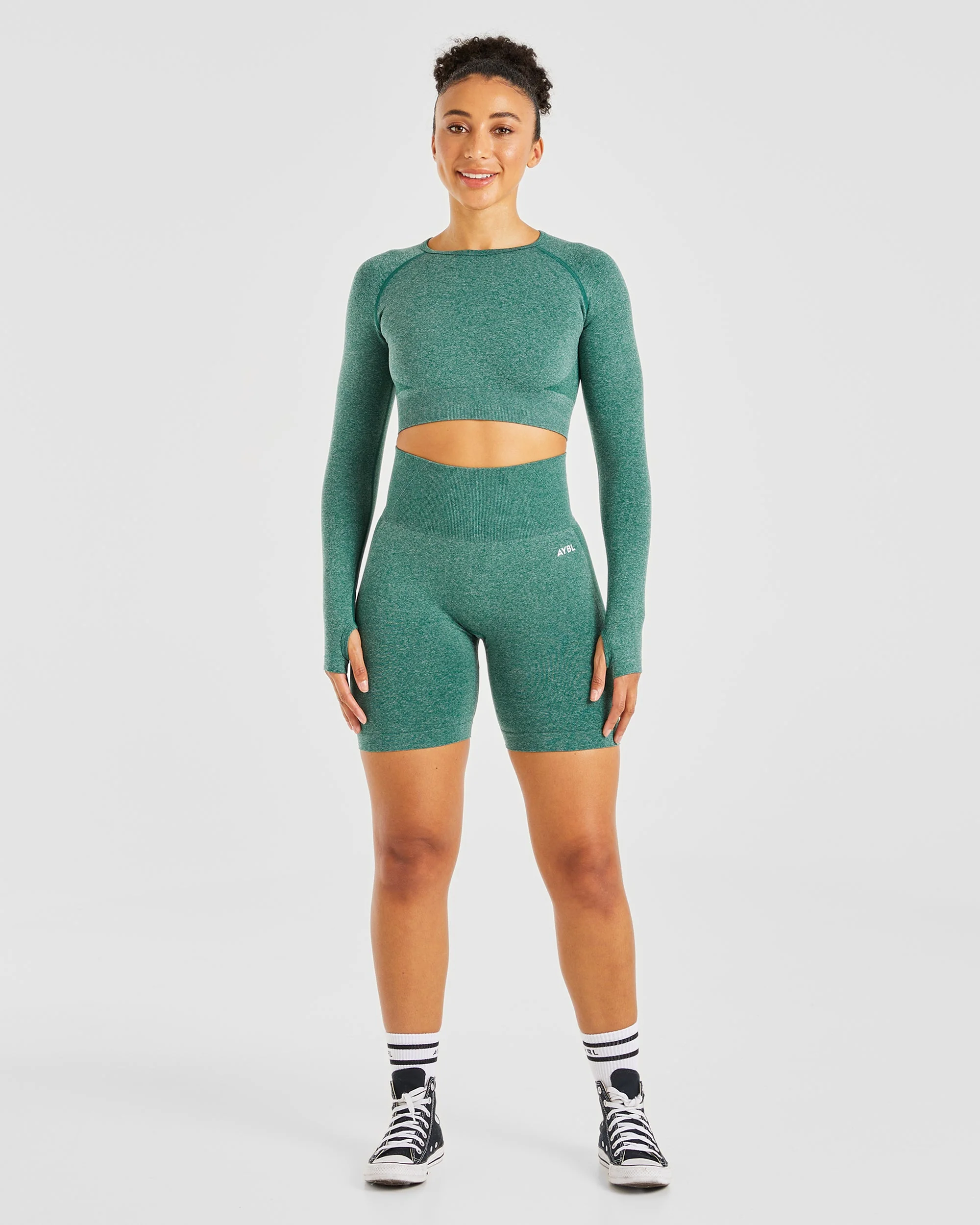 Empower Seamless Cycling Shorts - Forest Vert Marl - Image 3