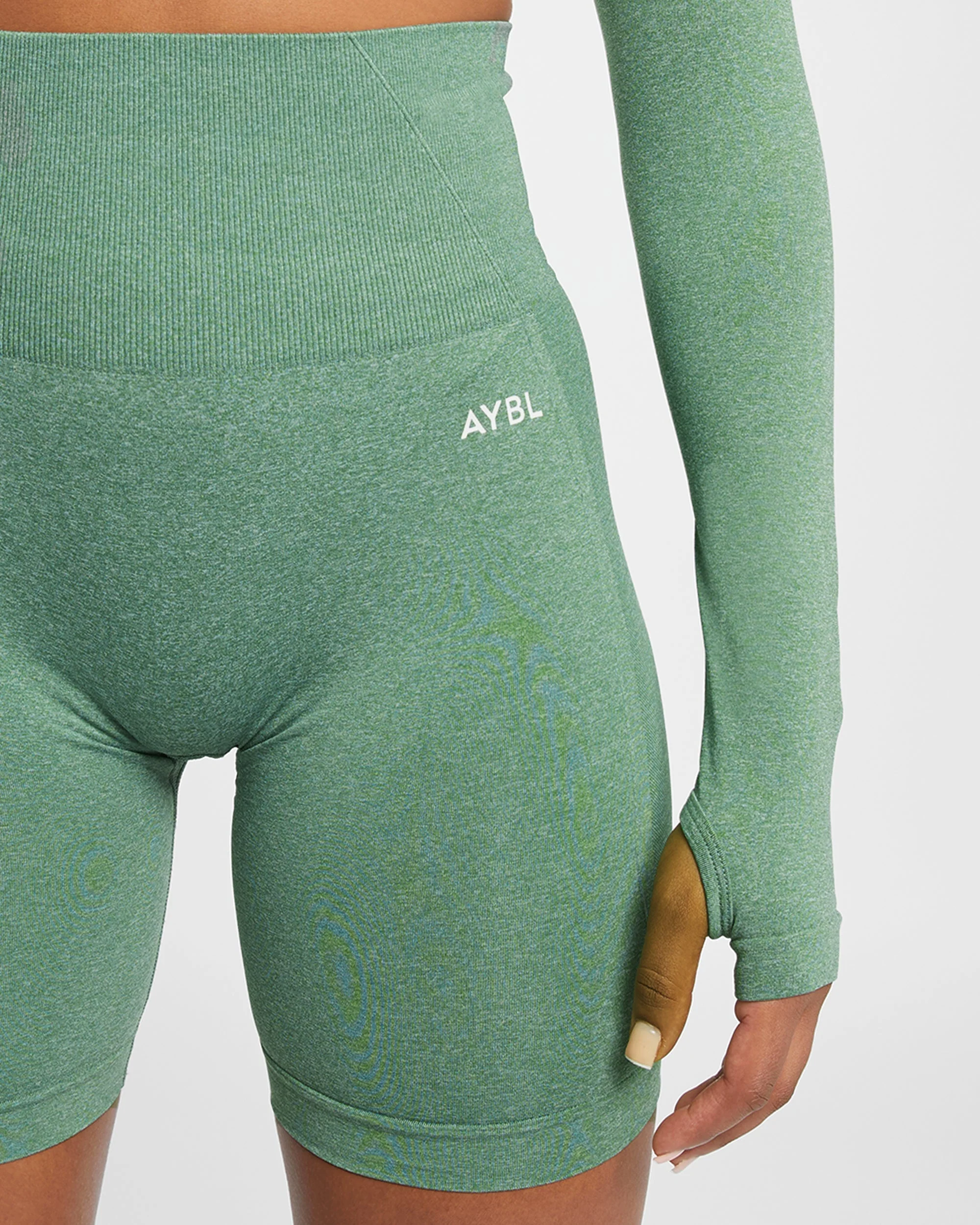 Empower Seamless Cycling Shorts - Olive Marl - Image 5