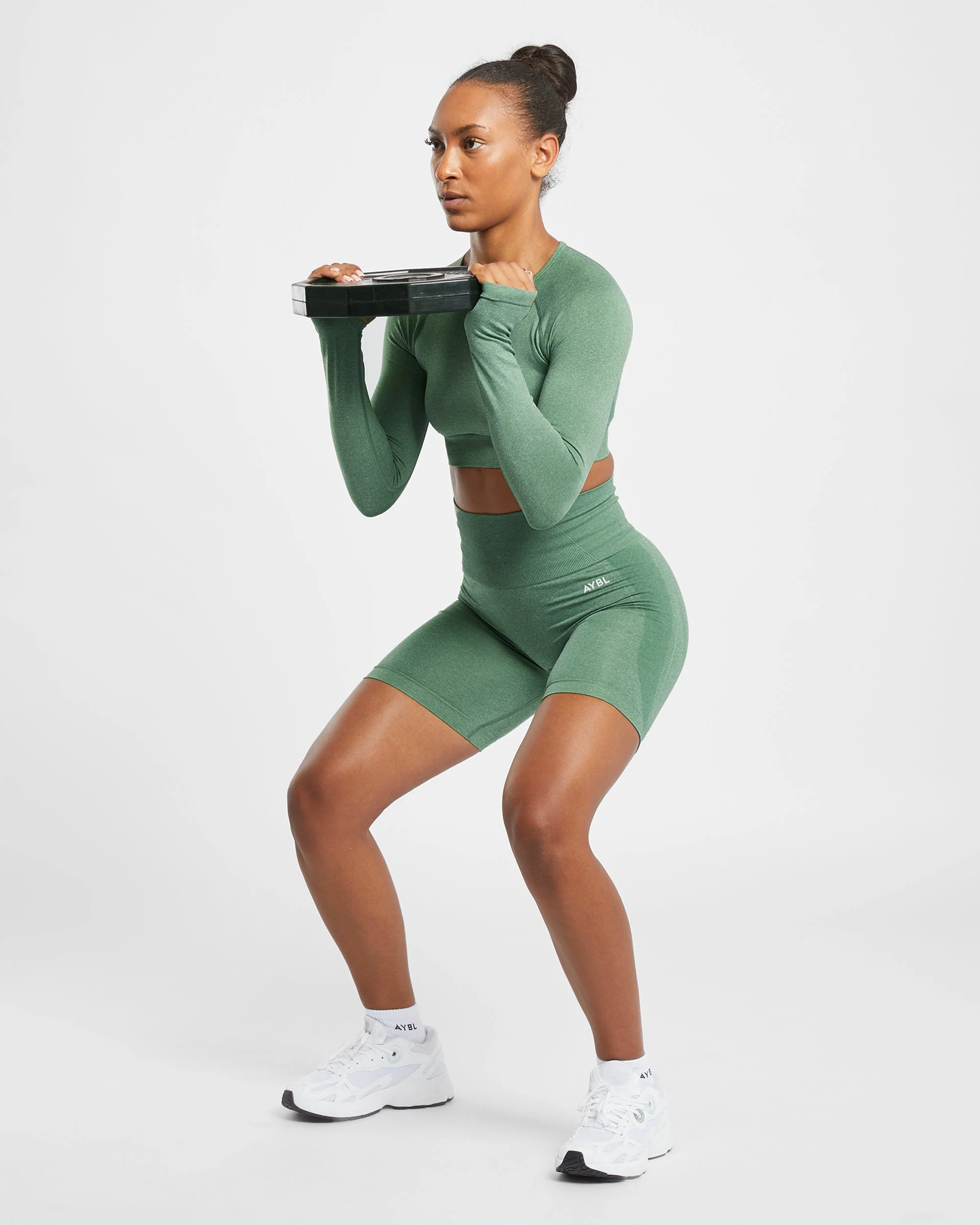 Empower Seamless Cycling Shorts - Olive Marl - Image 8