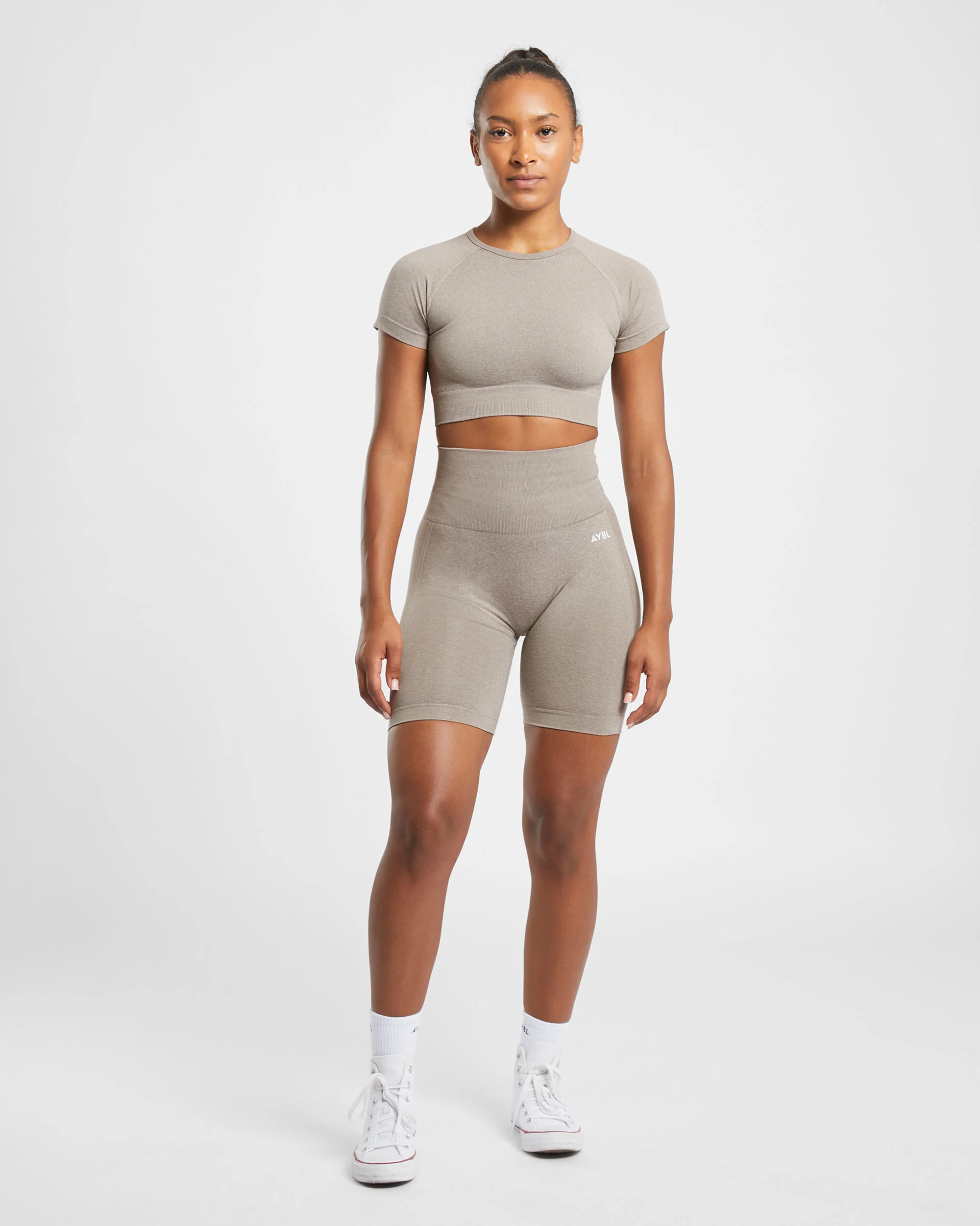 Empower Seamless Cycling Shorts - Taupe Marl - Image 3
