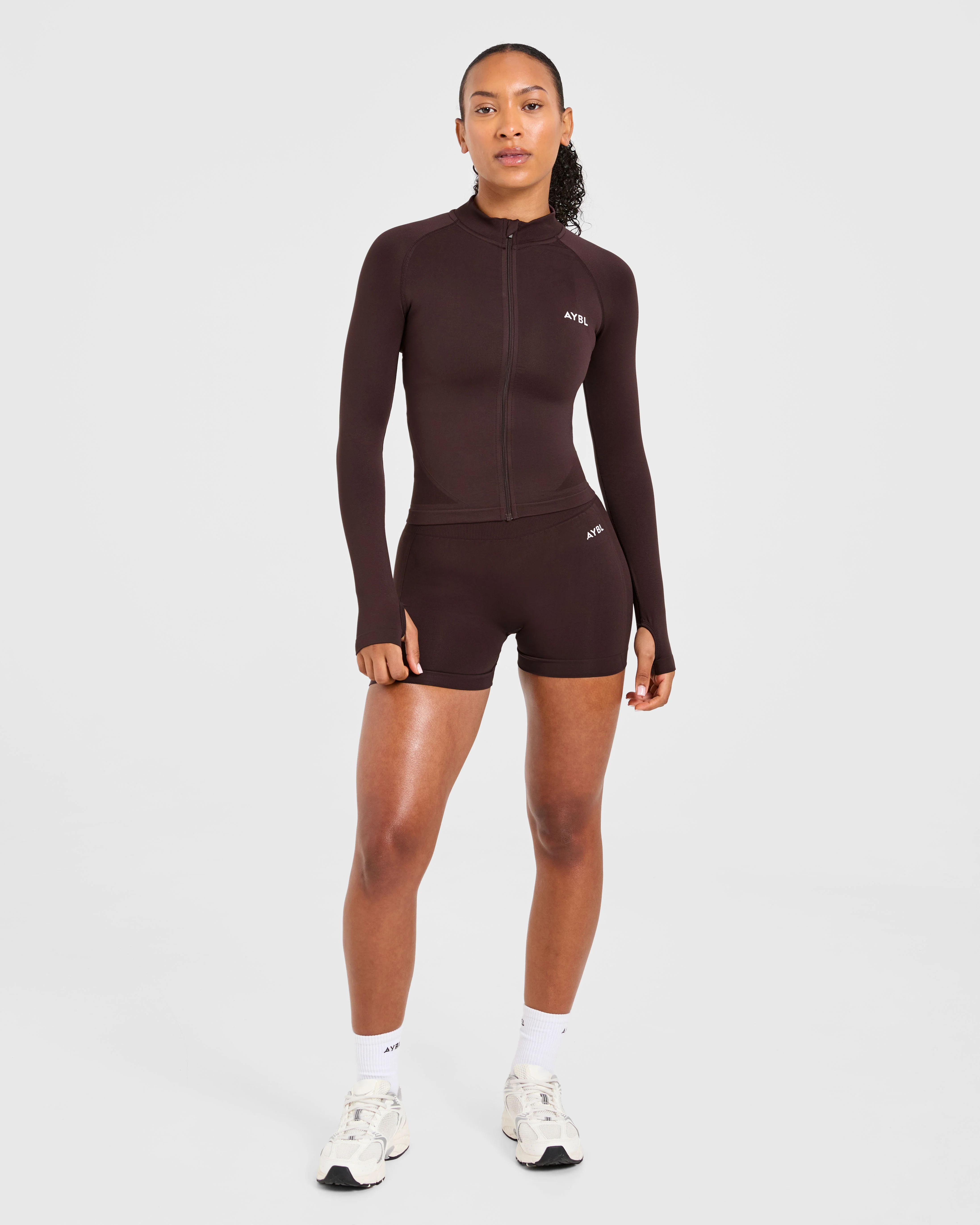 Empower Seamless Full Zip Jacket - Cocoa Brun - Image 3