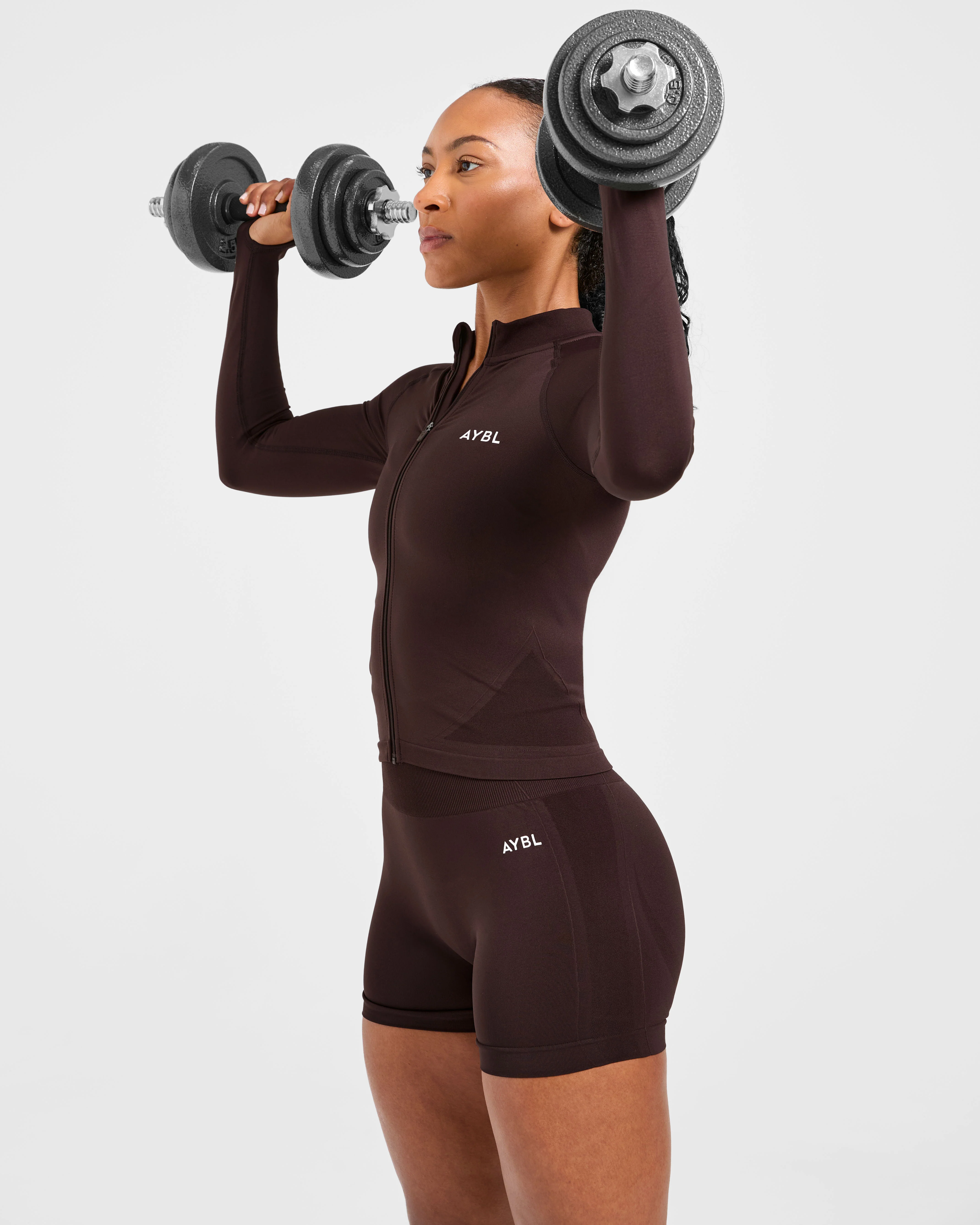 Empower Seamless Full Zip Jacket - Cocoa Brun - Image 7