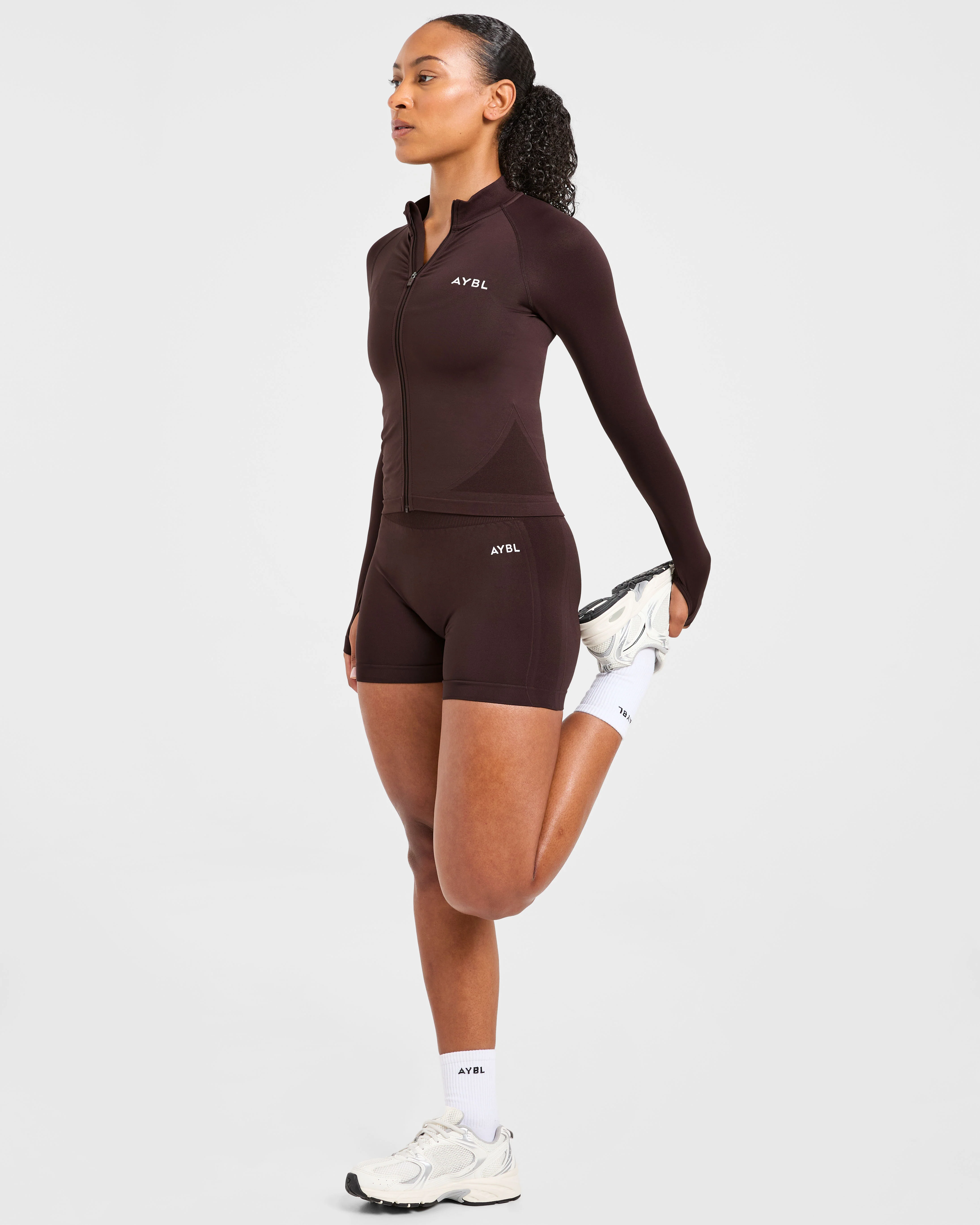 Empower Seamless Full Zip Jacket - Cocoa Brun - Image 8