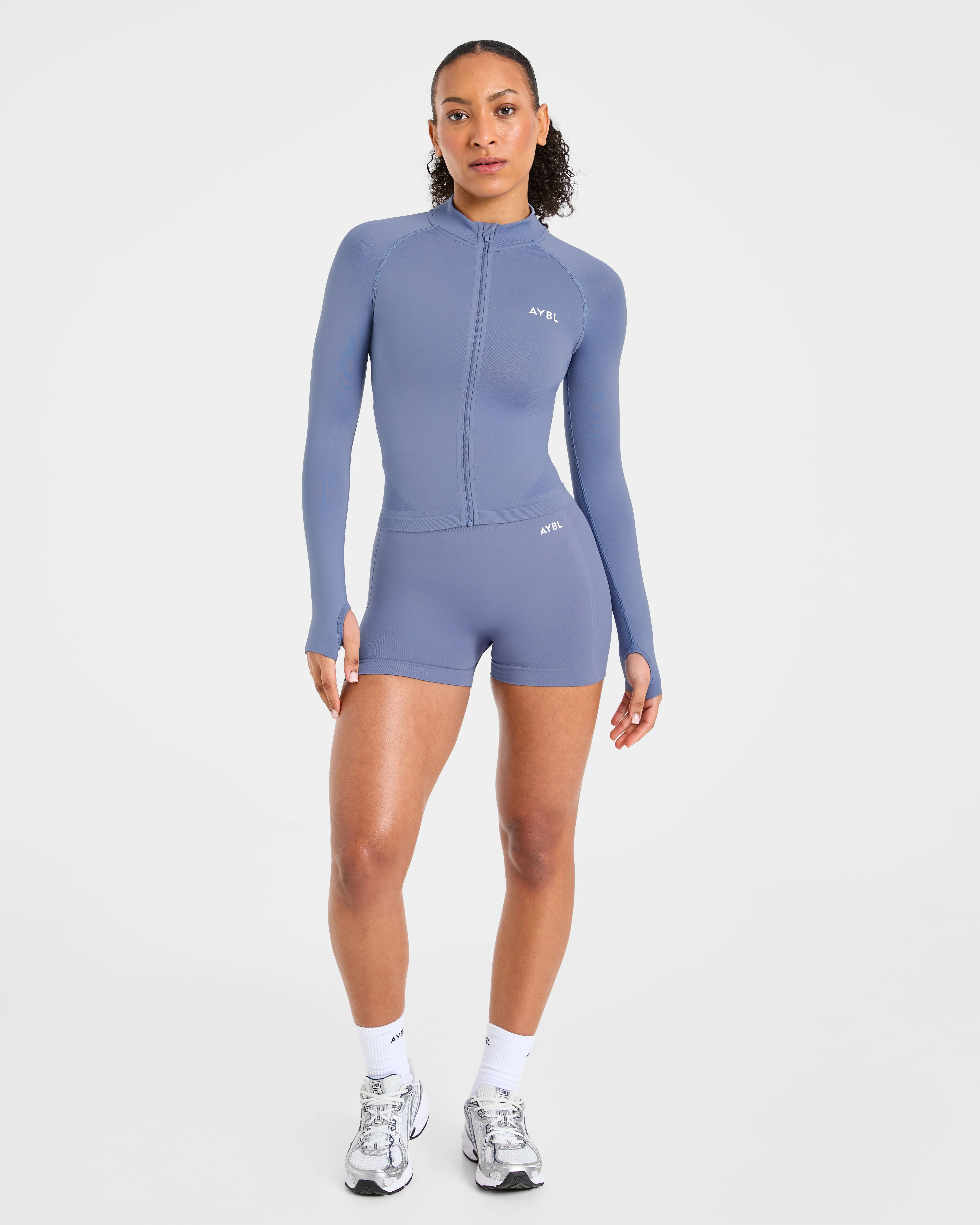 Empower Seamless Full Zip Jacket - Slate Bleu - Image 3