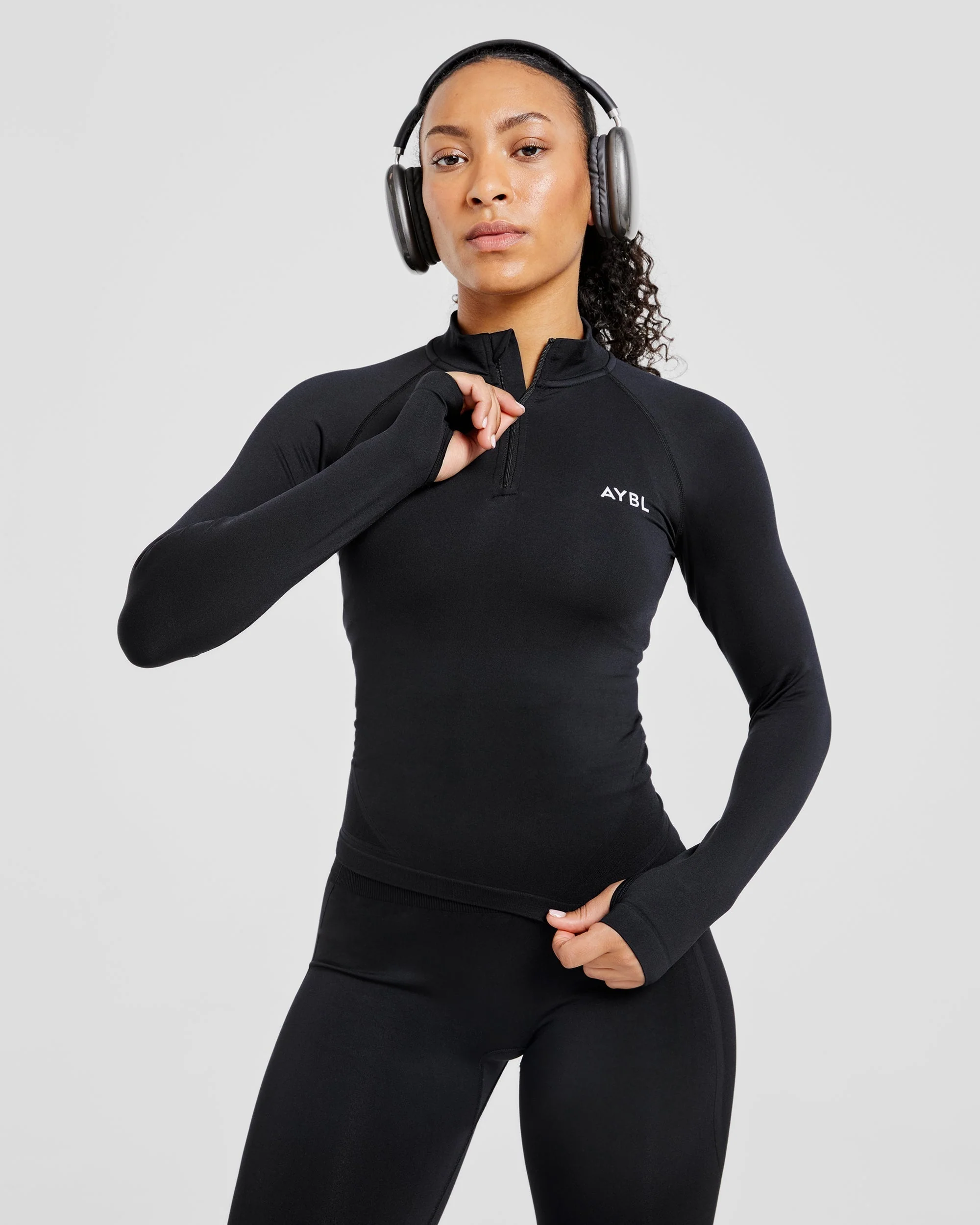 Empower Seamless 1/2 Zip Jacket - Noir - Image 7