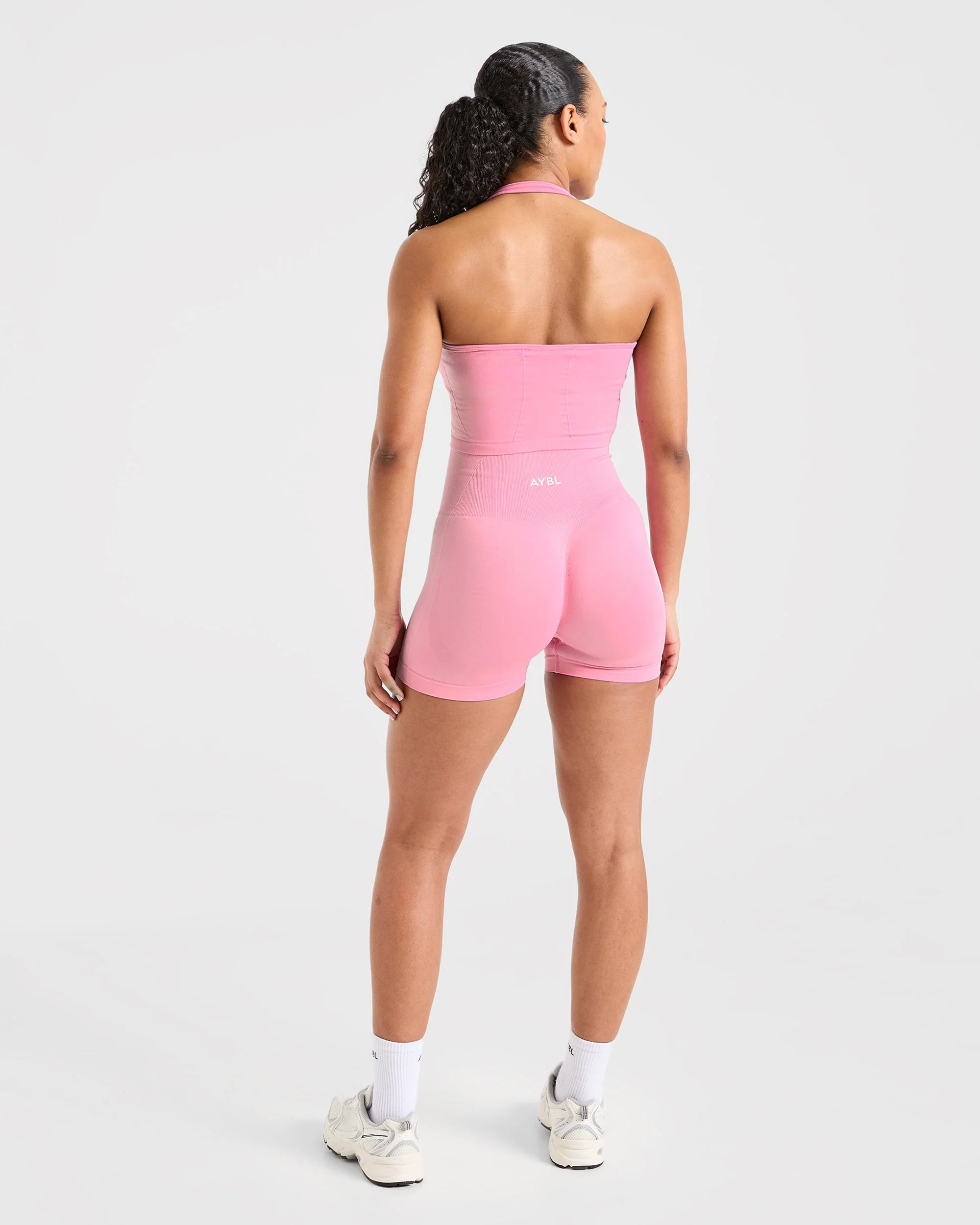 Empower Seamless Halterneck Crop Top - Baby Rose - Image 4