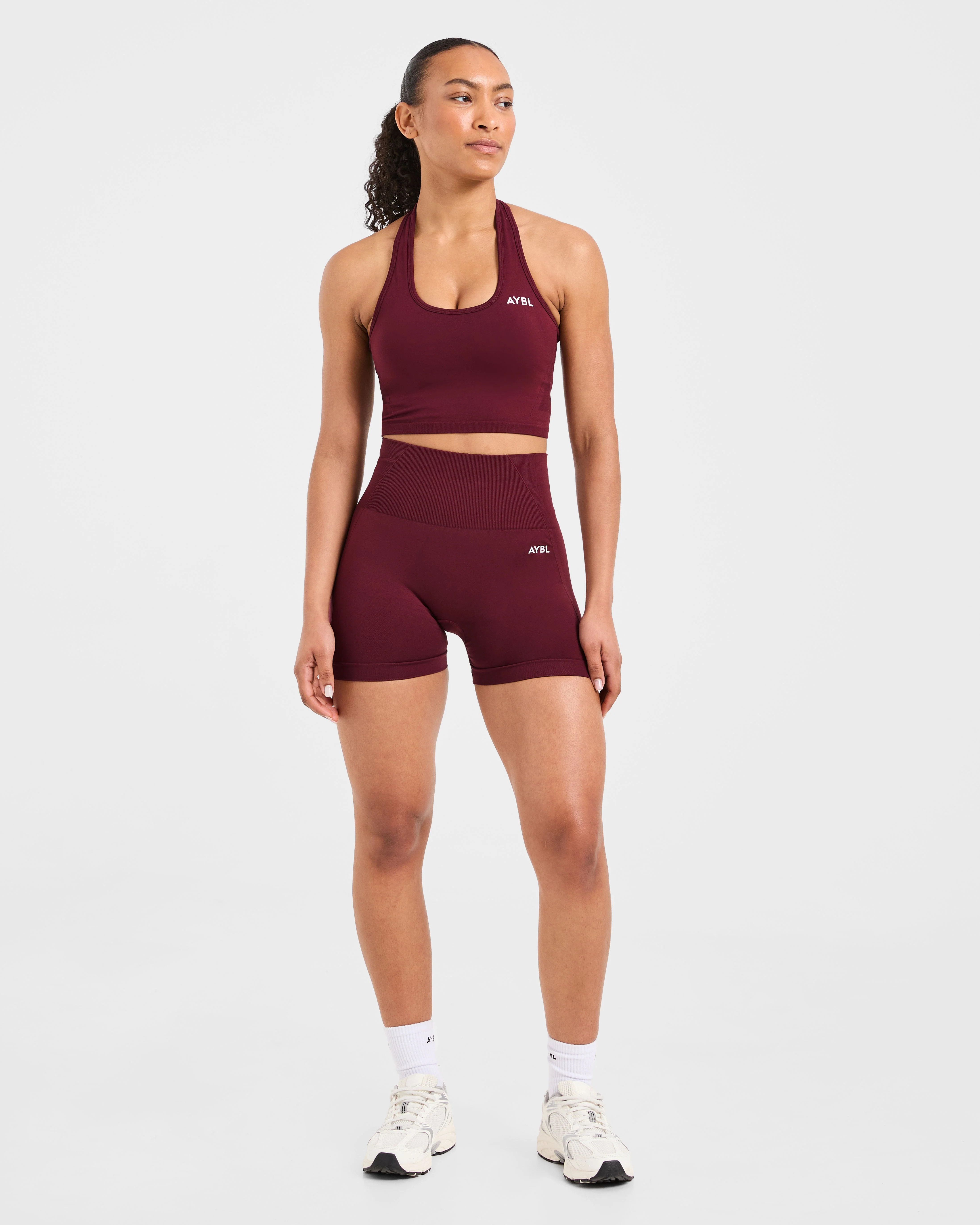 Empower Seamless Halterneck Crop Top - Rouge Wine - Image 3