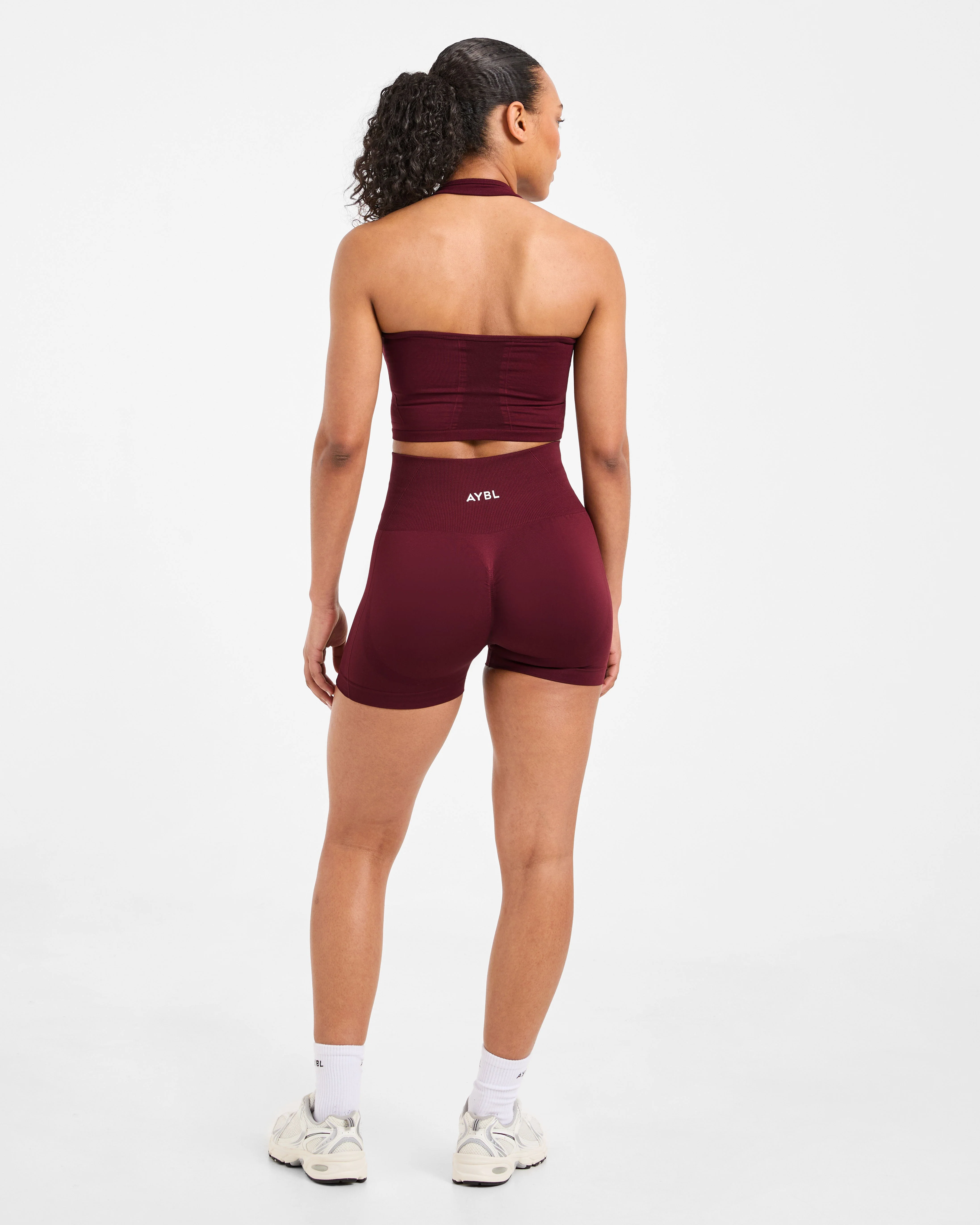 Empower Seamless Halterneck Crop Top - Rouge Wine - Image 4