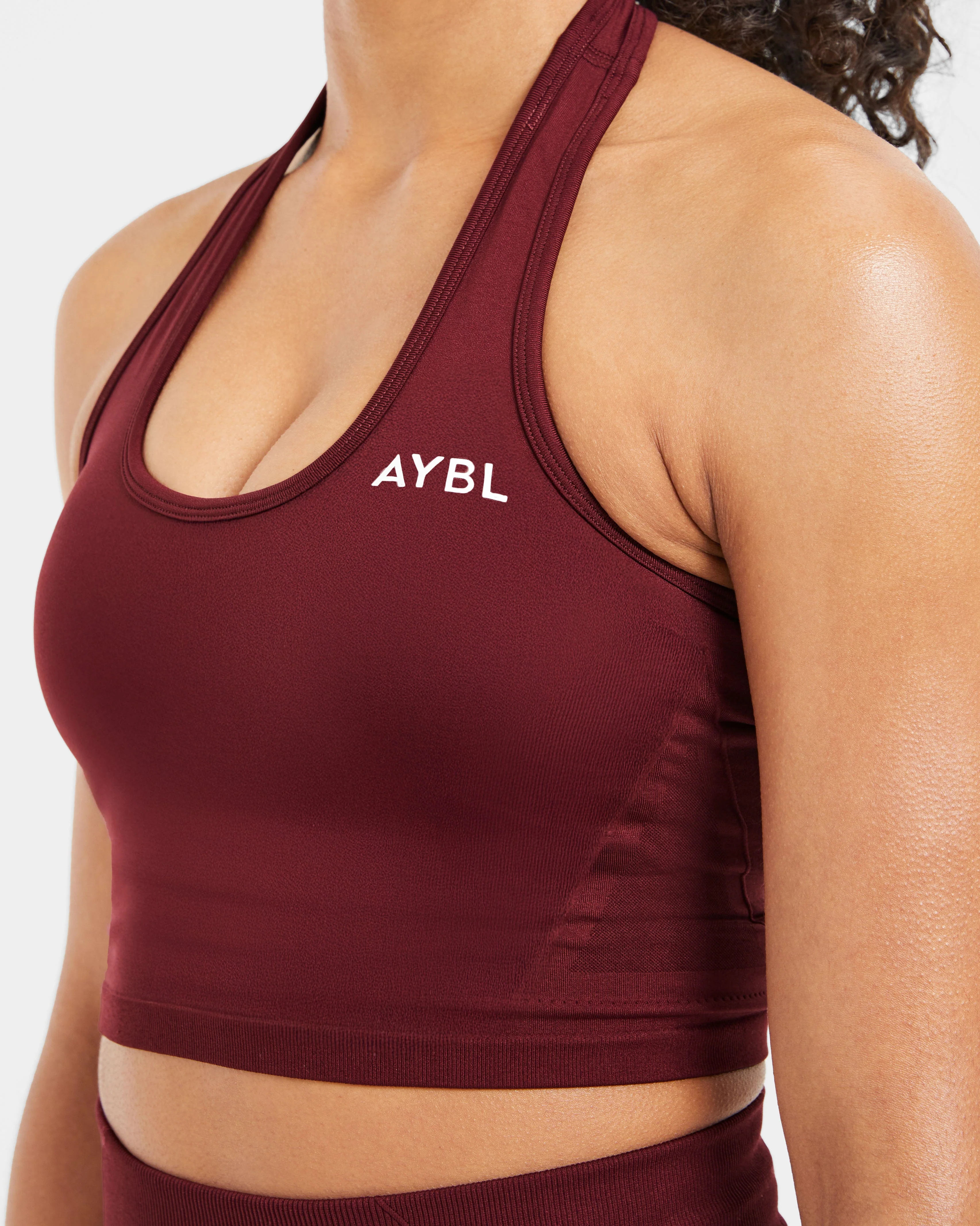 Empower Seamless Halterneck Crop Top - Rouge Wine - Image 5