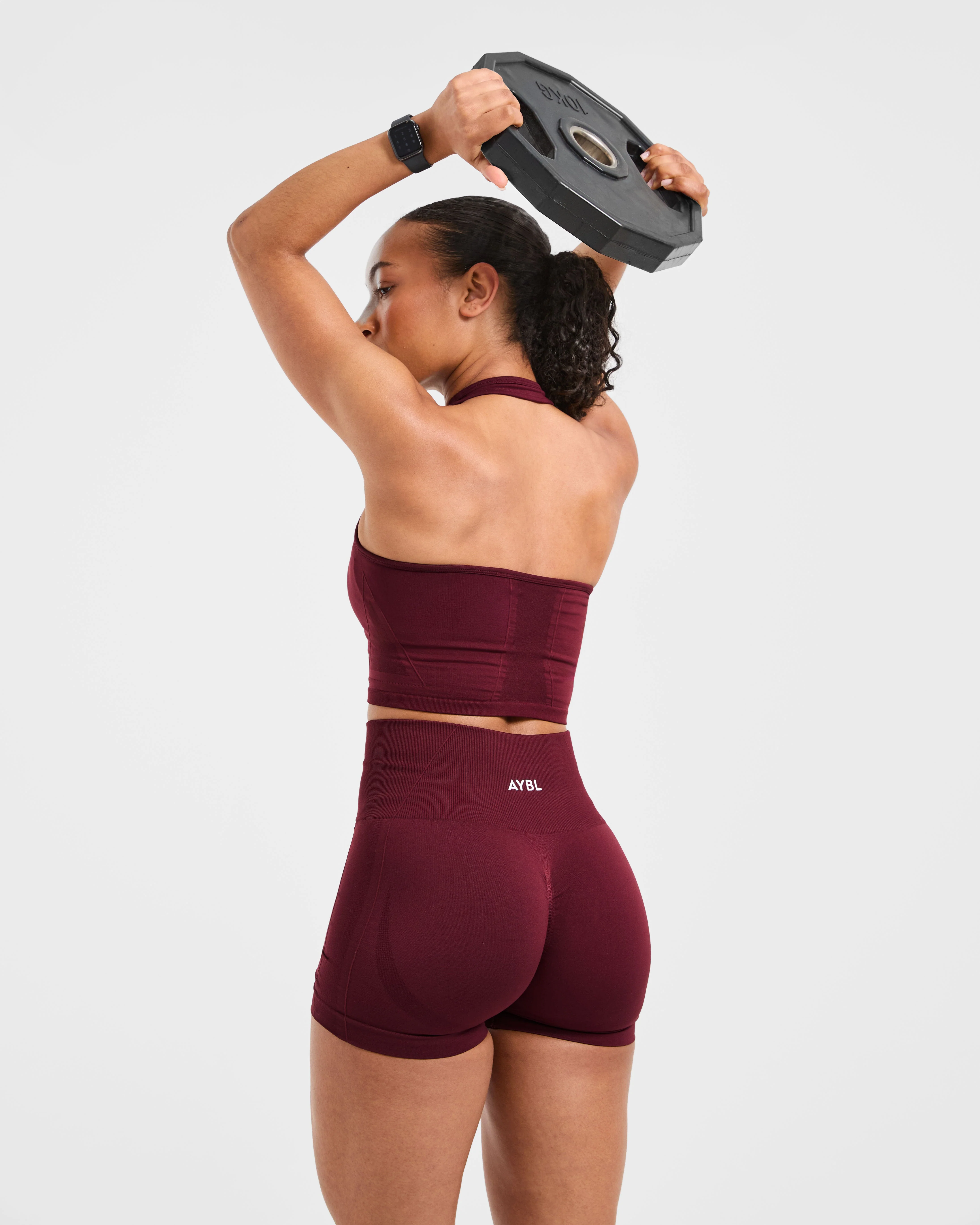 Empower Seamless Halterneck Crop Top - Rouge Wine - Image 8