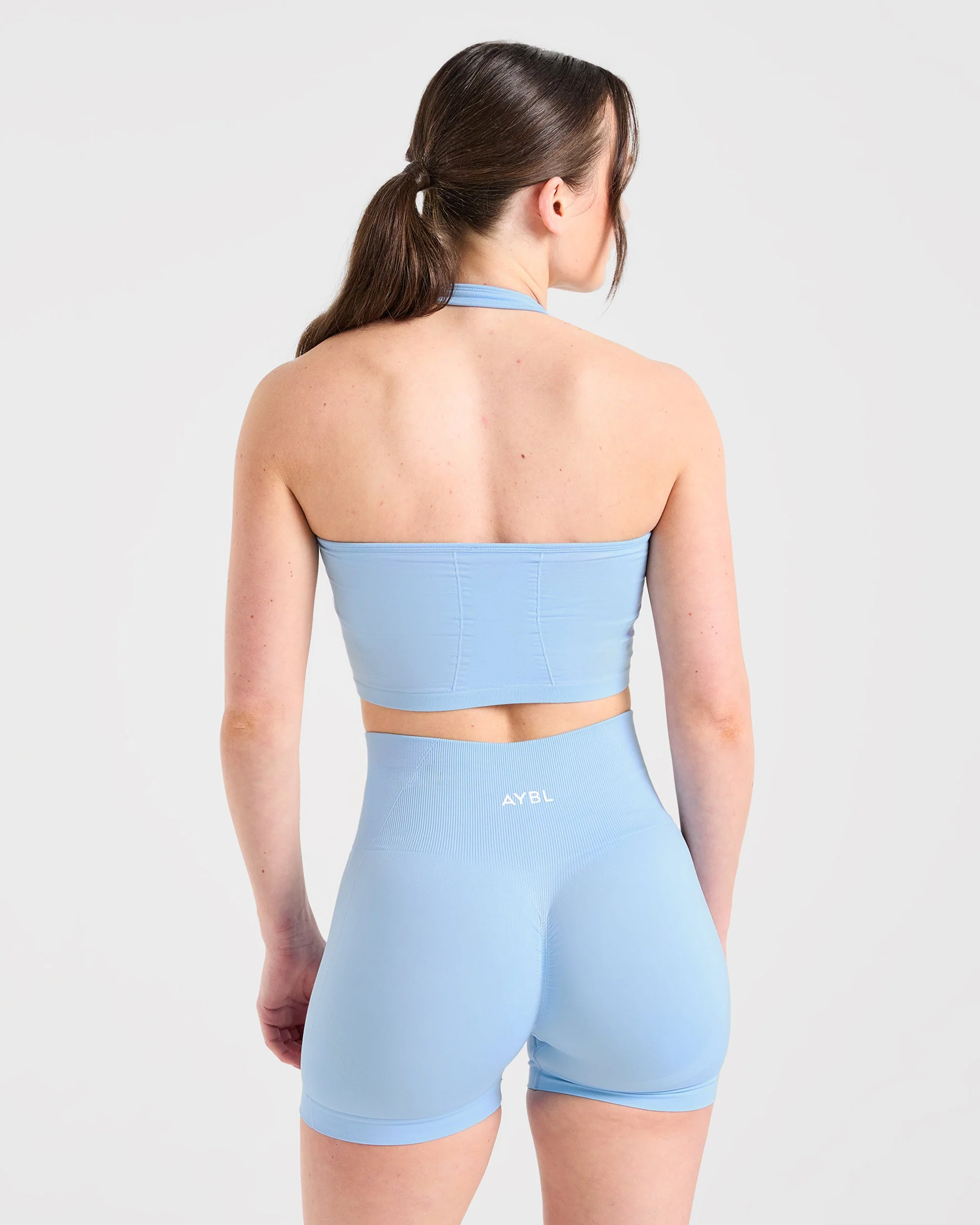 Empower Seamless Halterneck Crop Top - Sky Bleu - Image 2