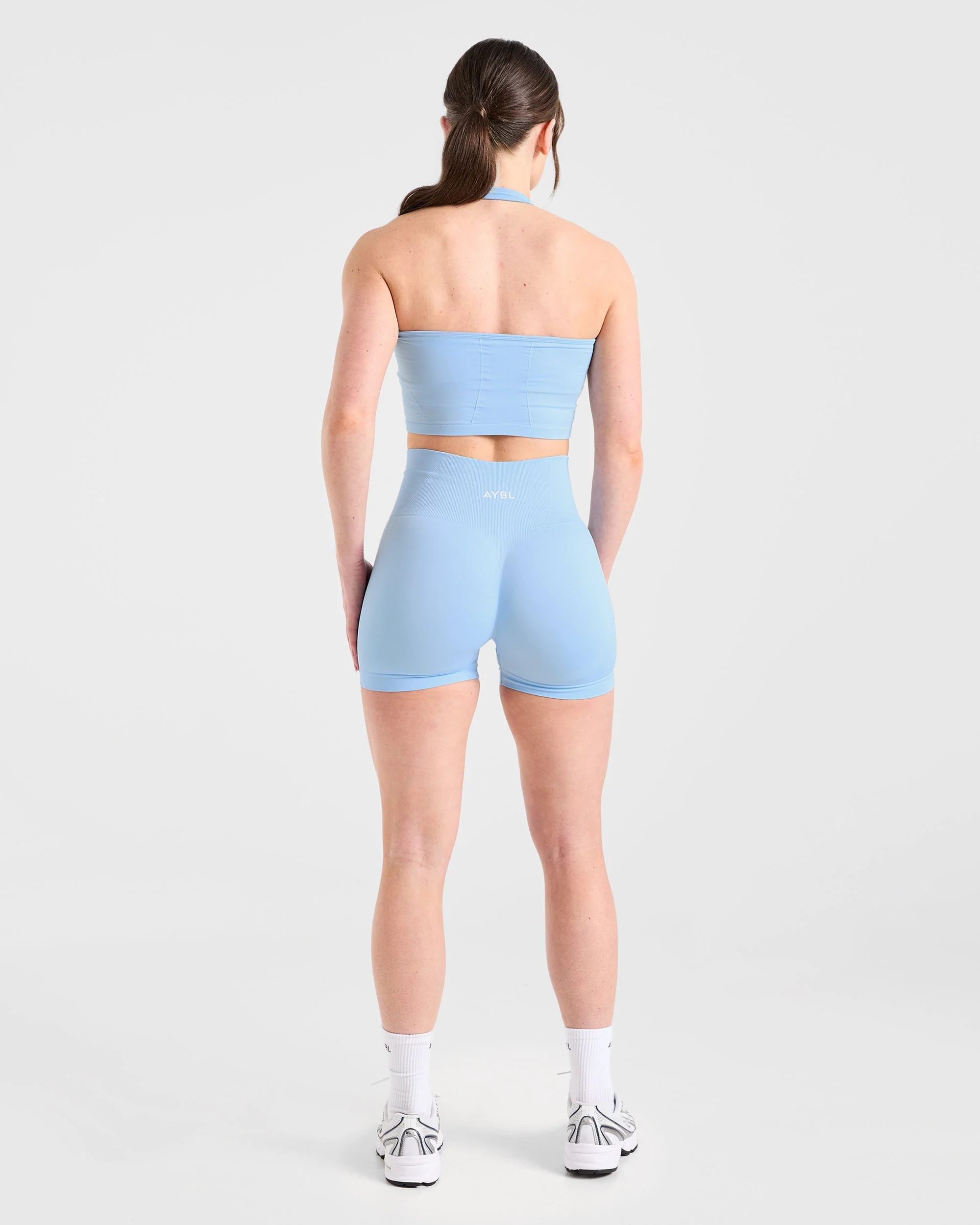 Empower Seamless Halterneck Crop Top - Sky Bleu - Image 4