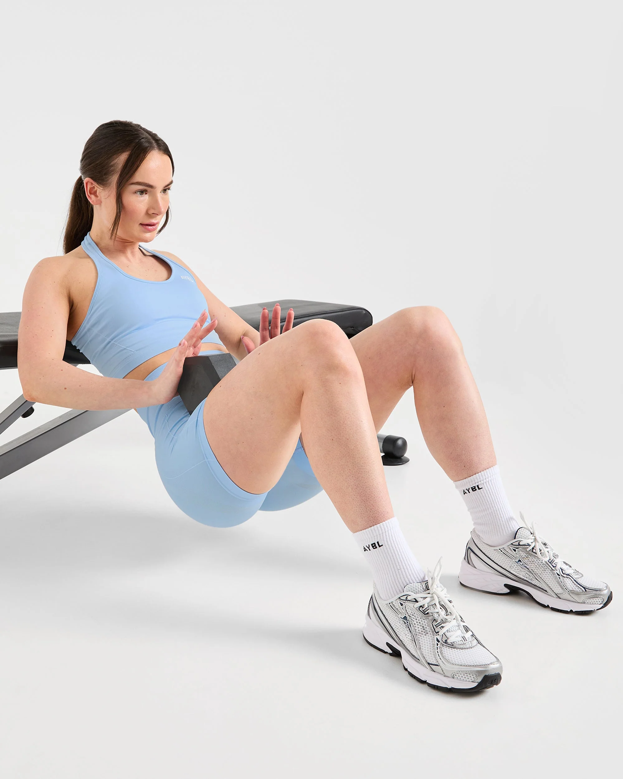 Empower Seamless Halterneck Crop Top - Sky Bleu - Image 8