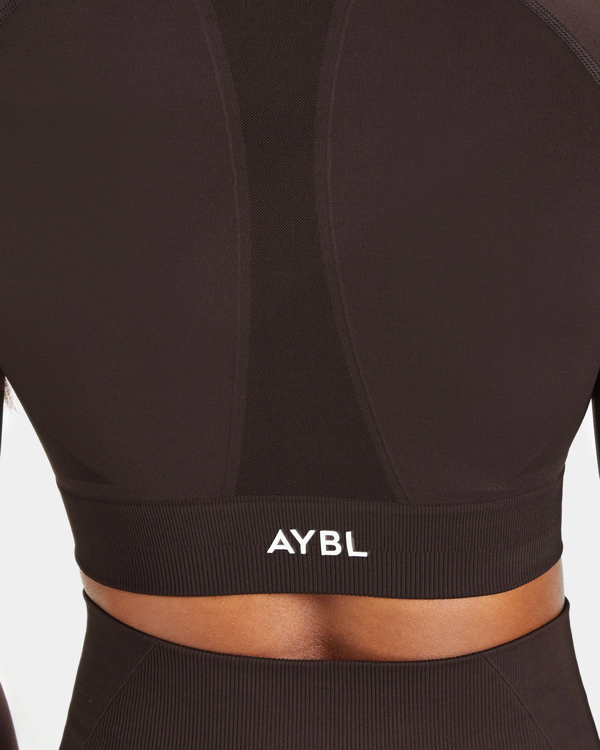 Empower Seamless Long Sleeve Crop Top - Cocoa Marron - Image 6