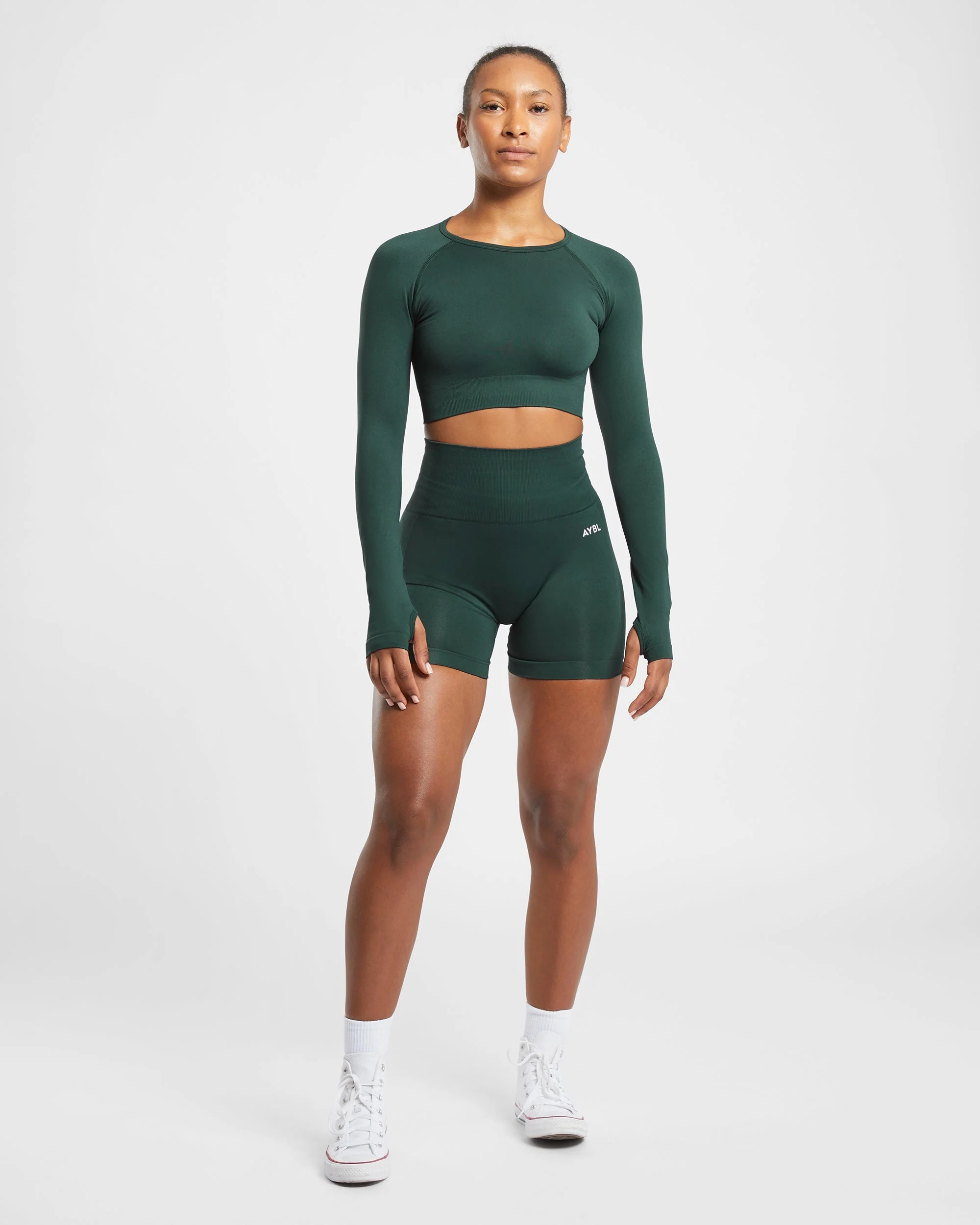 Empower Seamless Long Sleeve Crop Top - Dark Vert - Image 11