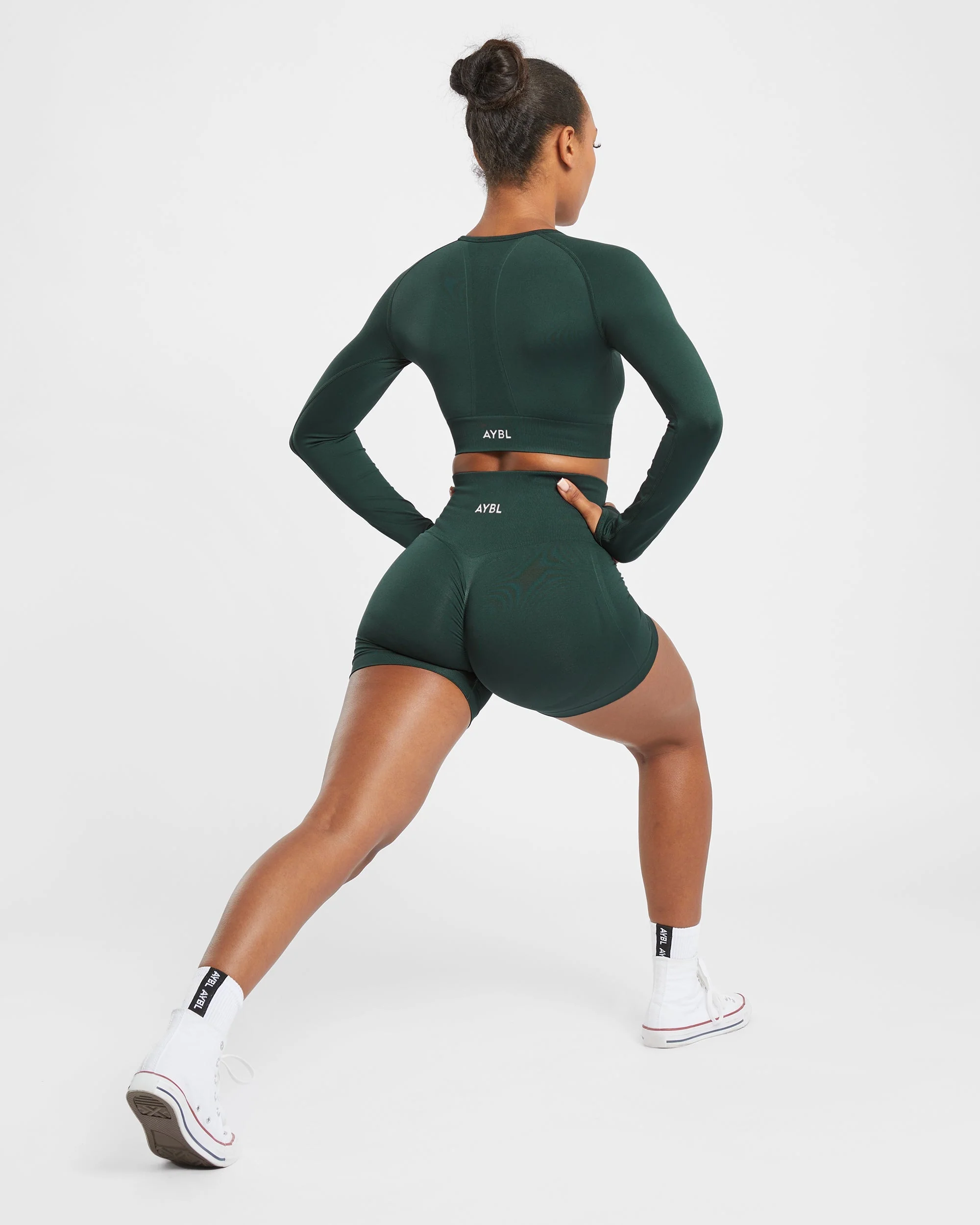 Empower Seamless Long Sleeve Crop Top - Dark Vert - Image 15