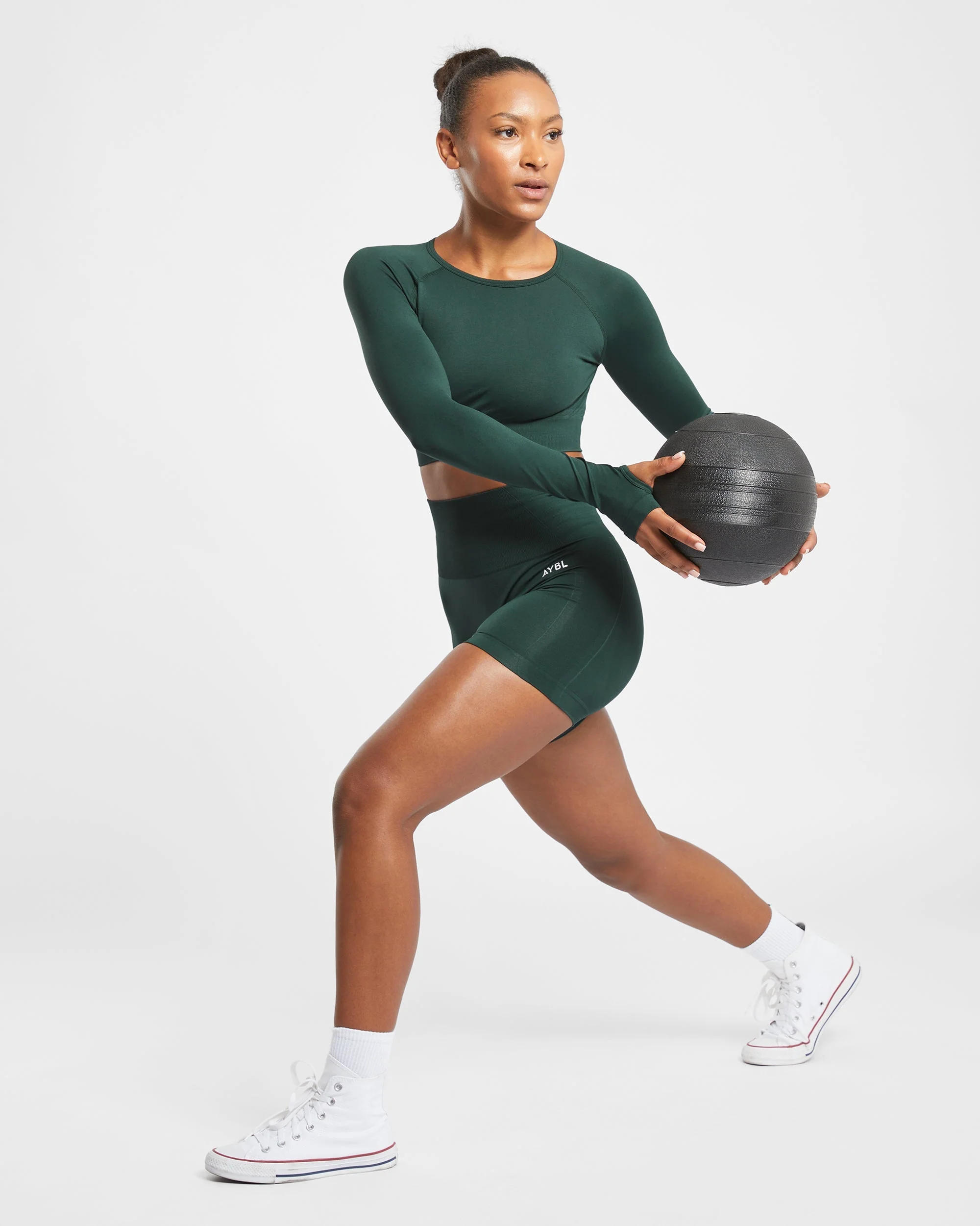Empower Seamless Long Sleeve Crop Top - Dark Vert - Image 16