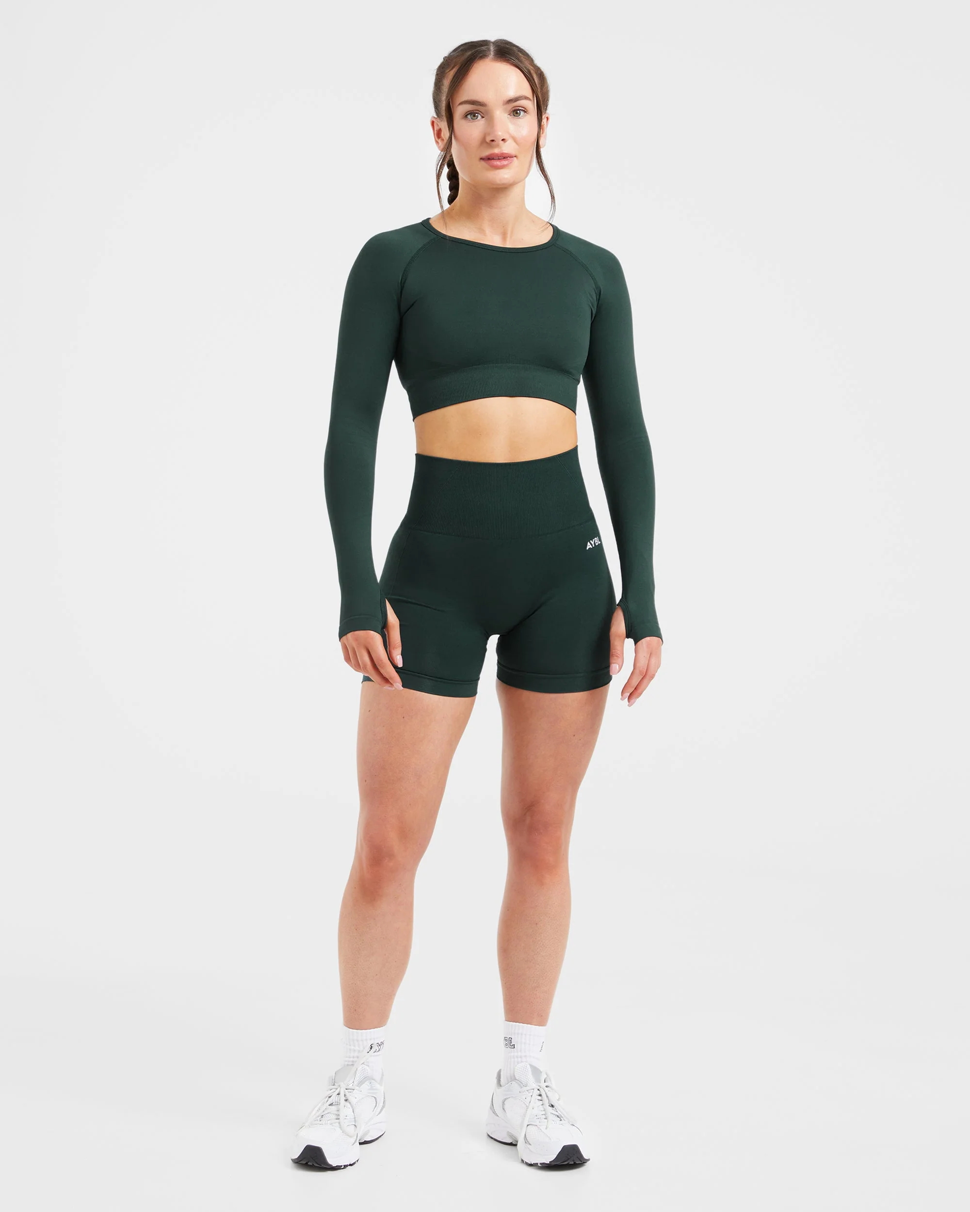Empower Seamless Long Sleeve Crop Top - Dark Vert - Image 3