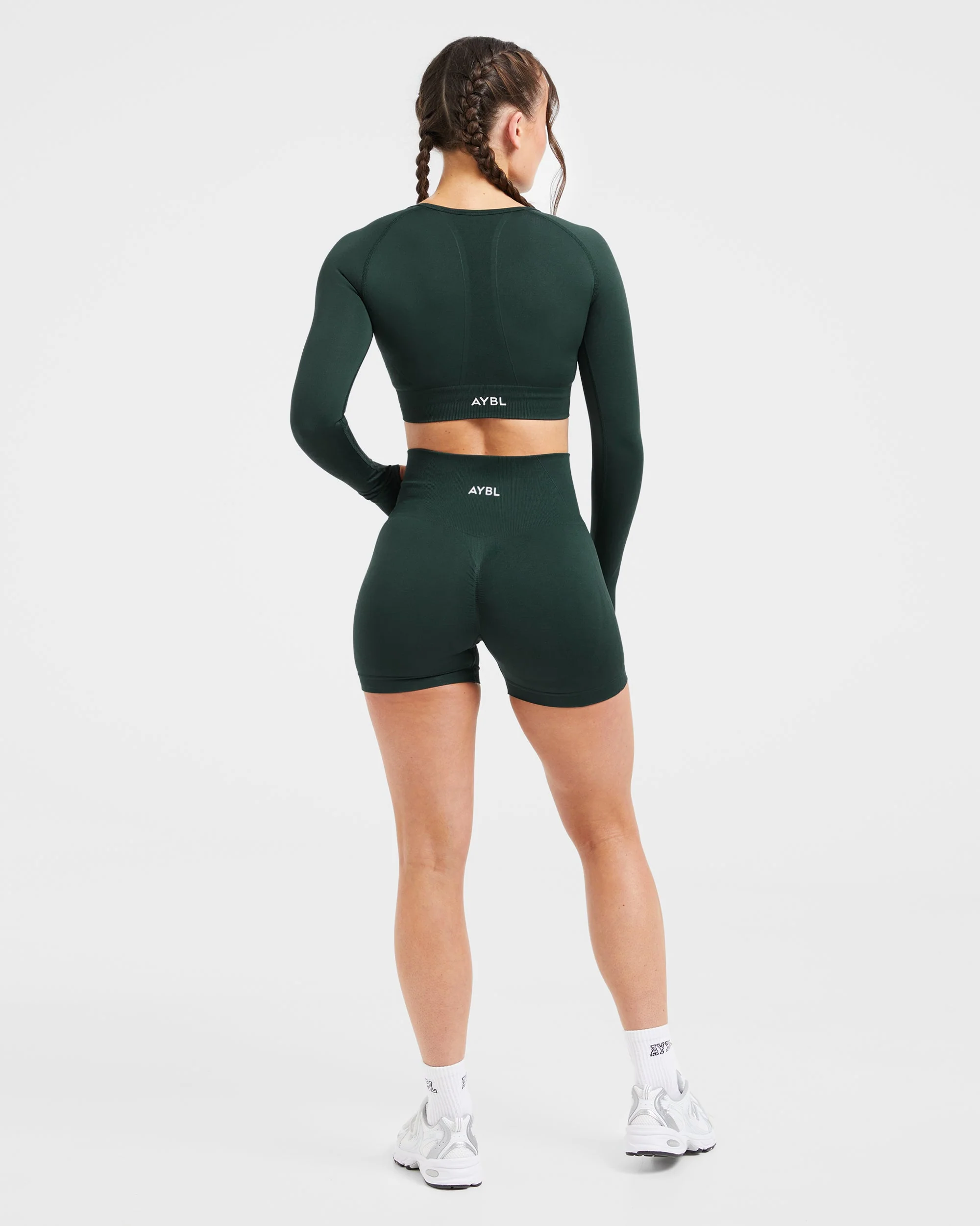Empower Seamless Long Sleeve Crop Top - Dark Vert - Image 4