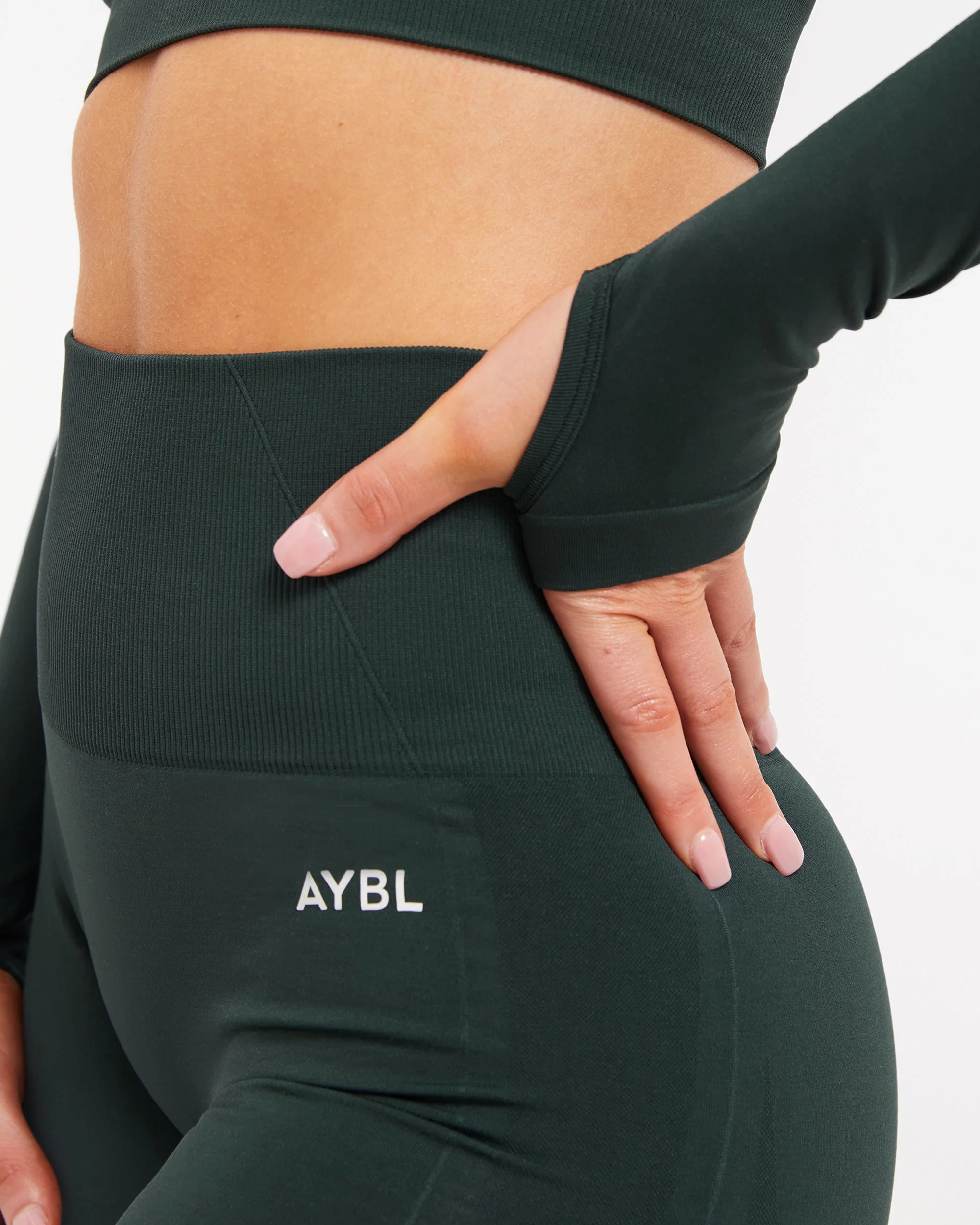 Empower Seamless Long Sleeve Crop Top - Dark Vert - Image 5