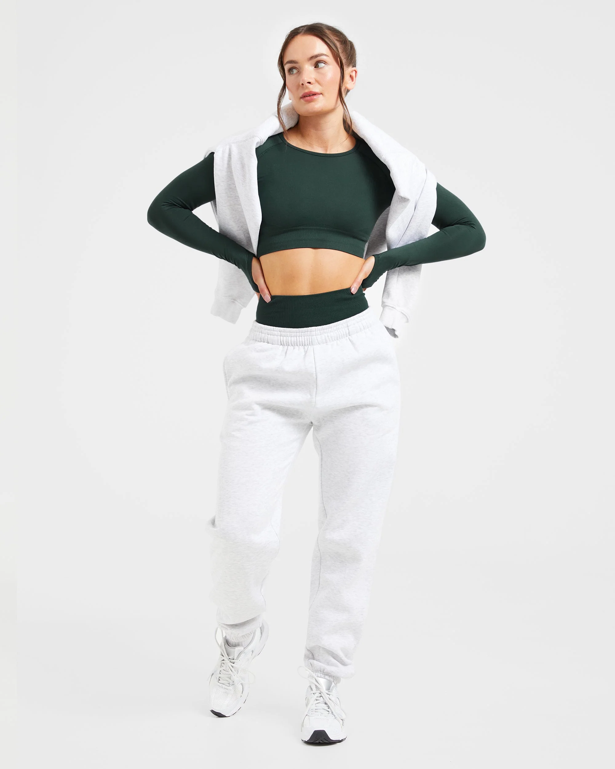 Empower Seamless Long Sleeve Crop Top - Dark Vert - Image 8
