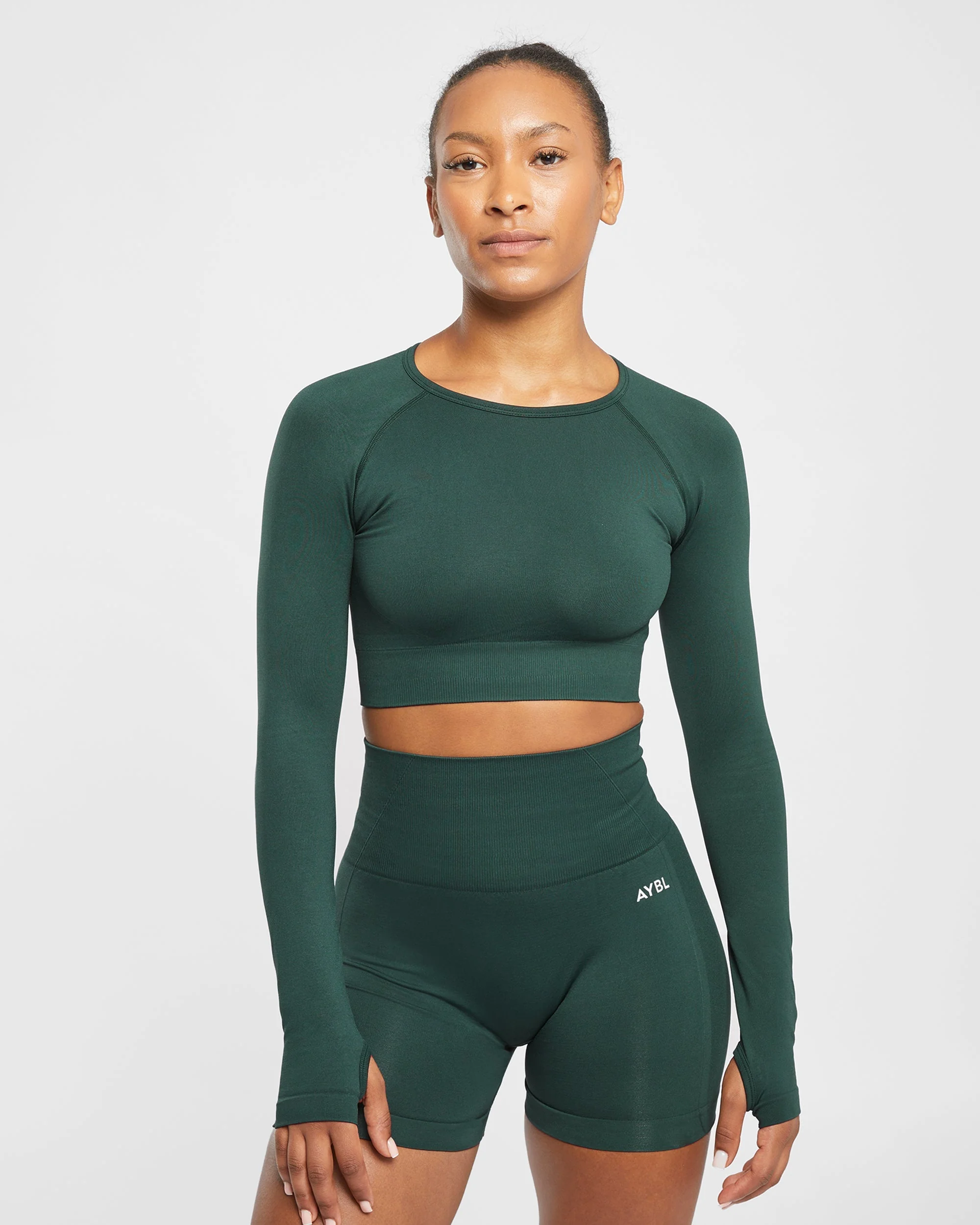 Empower Seamless Long Sleeve Crop Top - Dark Vert - Image 9