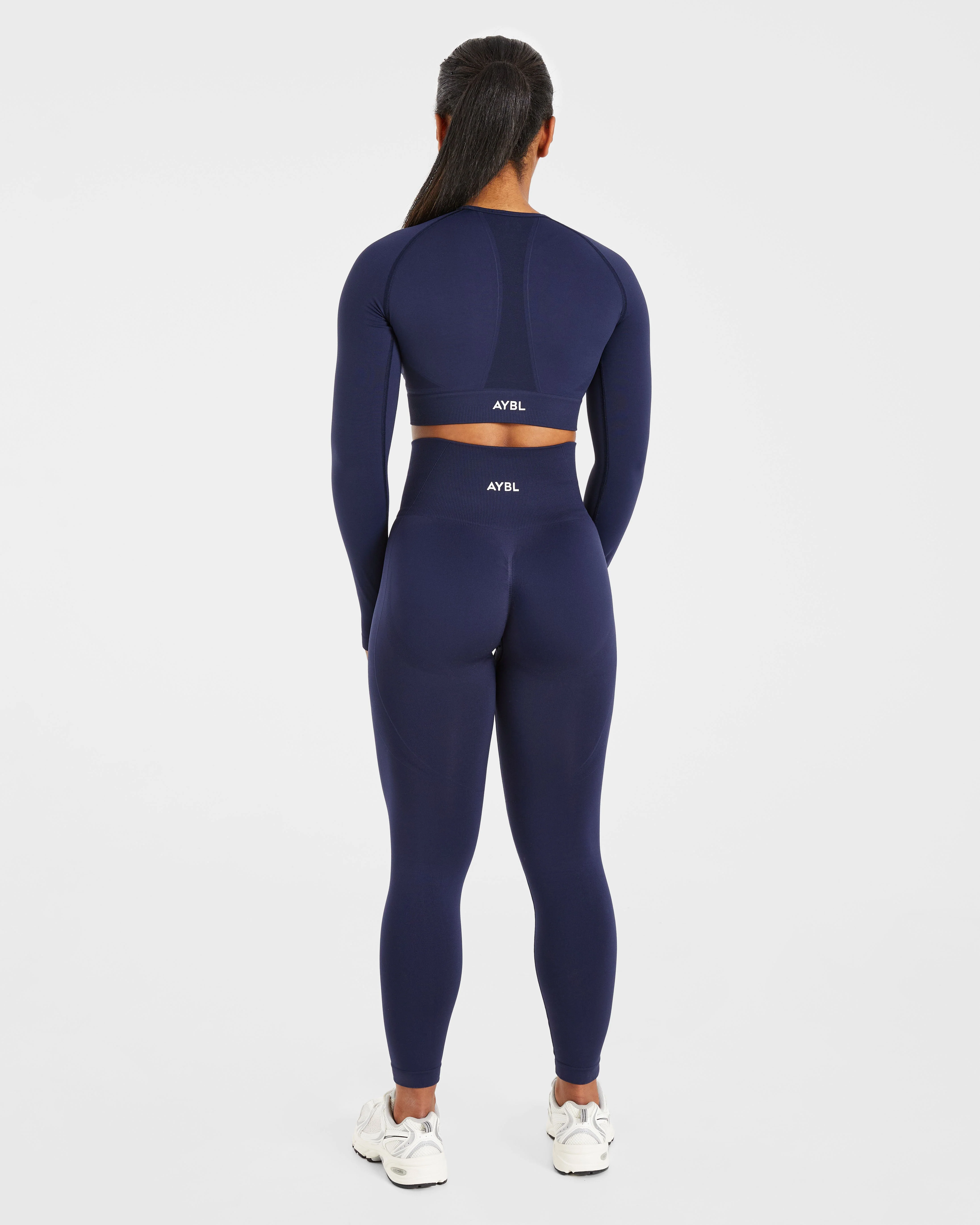 Empower Seamless Long Sleeve Crop Top - Navy - Image 4