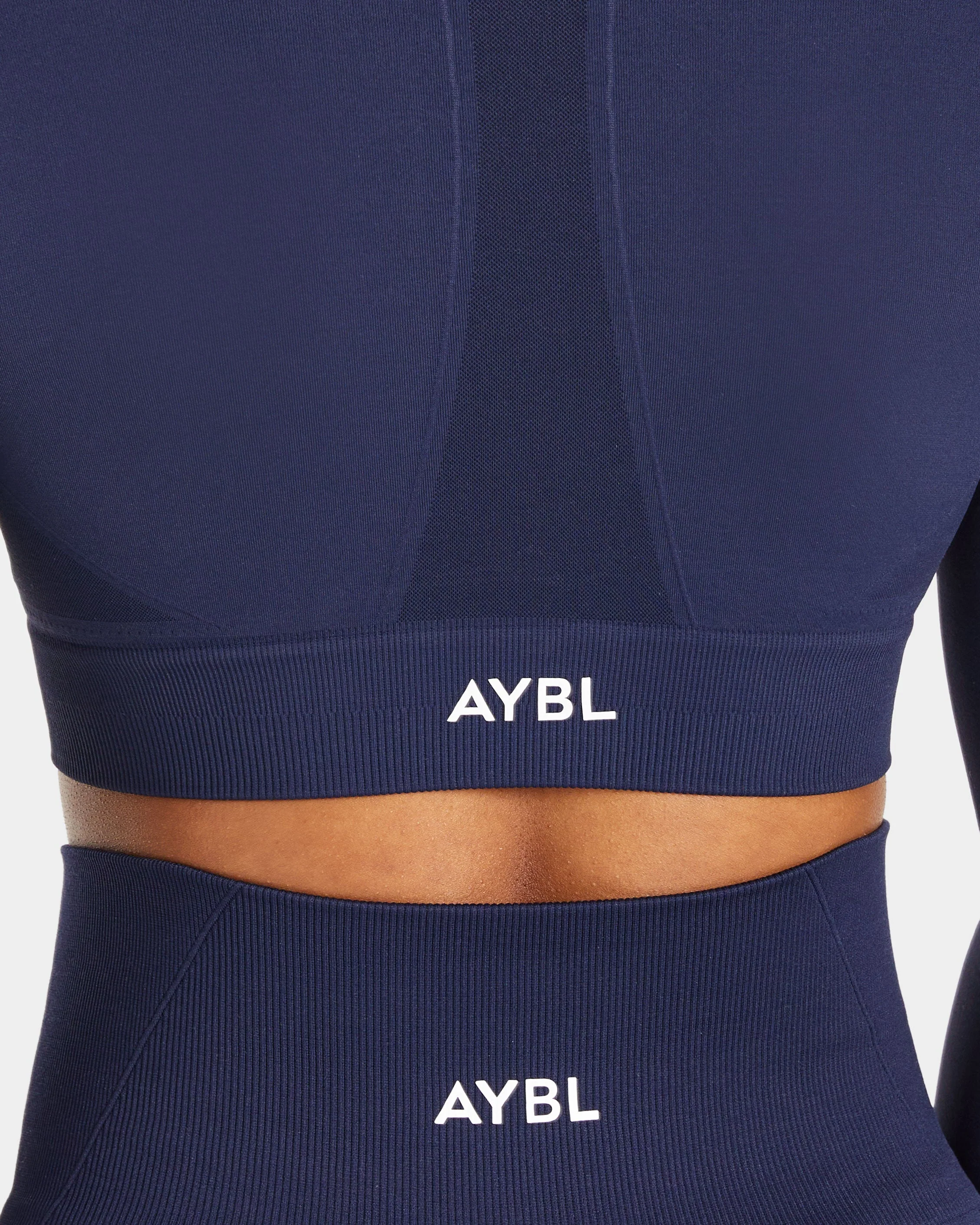 Empower Seamless Long Sleeve Crop Top - Navy - Image 5
