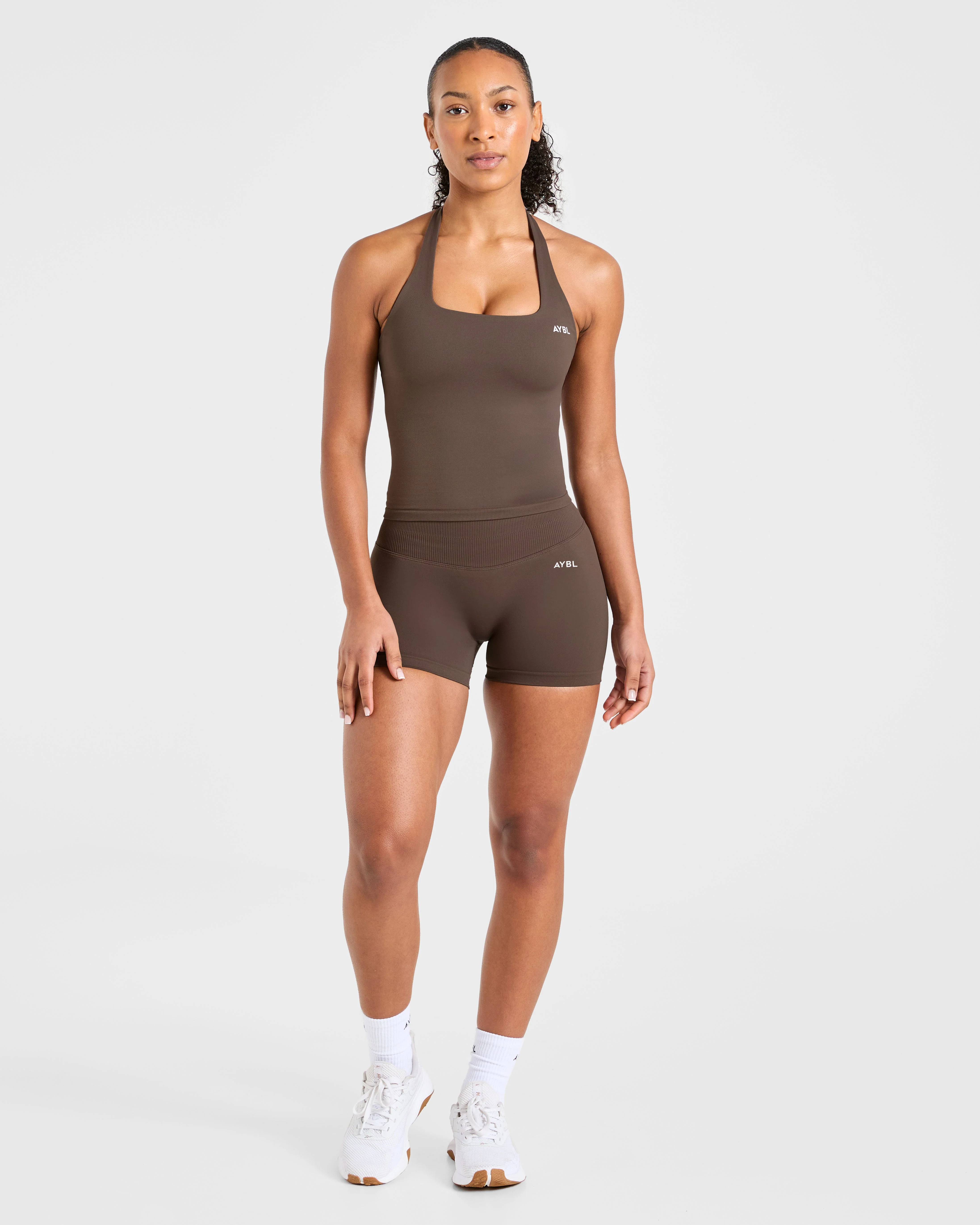 Enhance Seamless Halterneck Top - Marron - Image 3