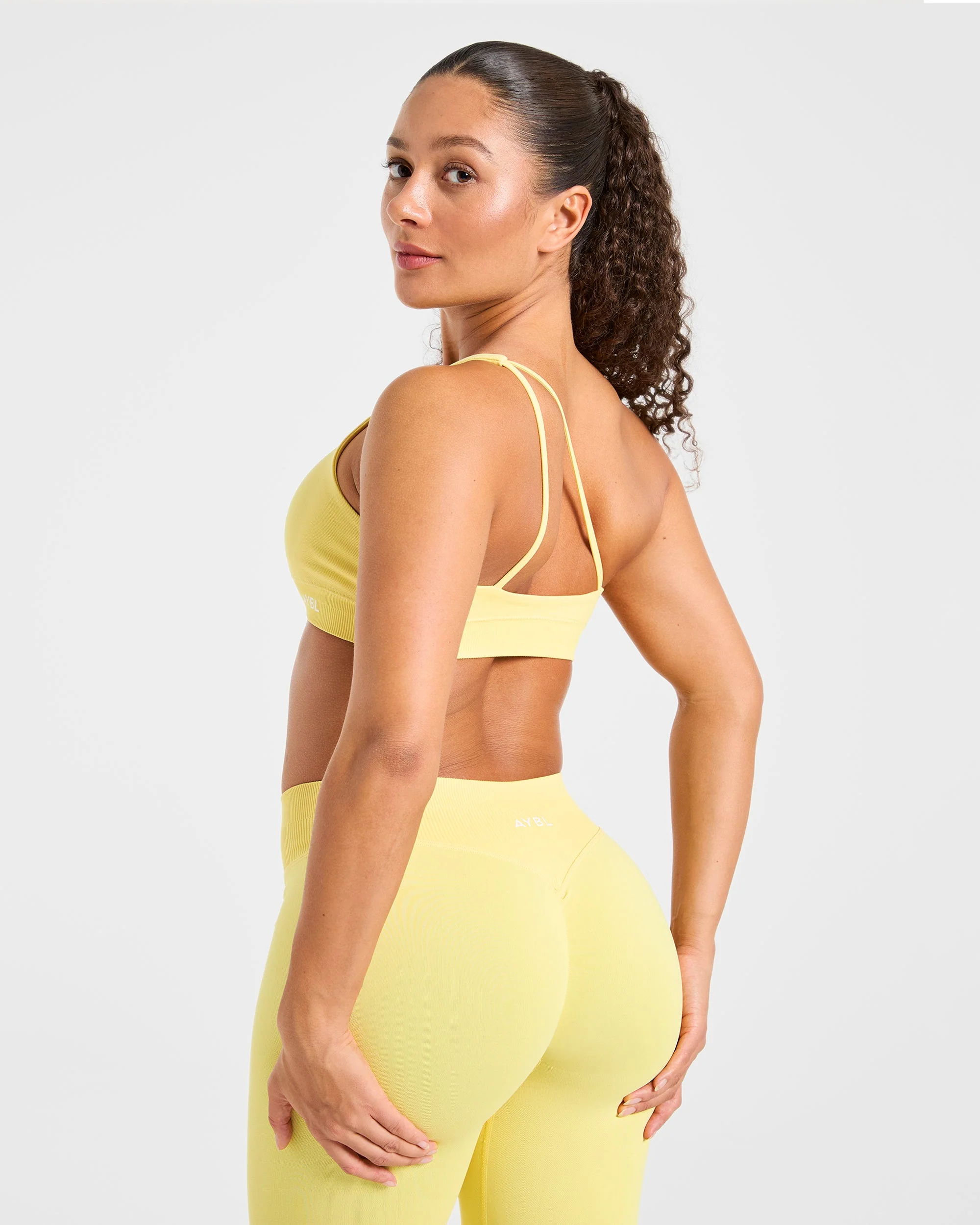 Enhance Seamless One Shoulder Sports Bra - Bright Jaune - Image 7
