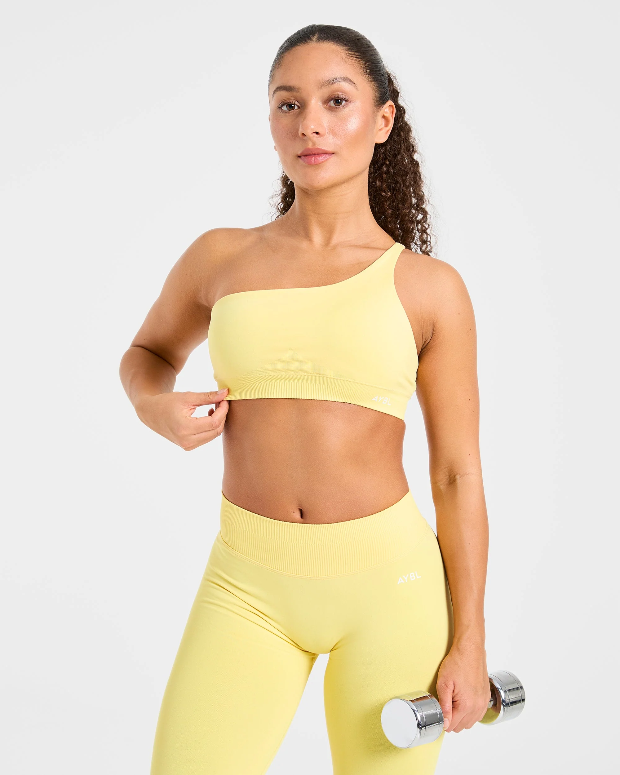 Enhance Seamless One Shoulder Sports Bra - Bright Jaune - Image 8