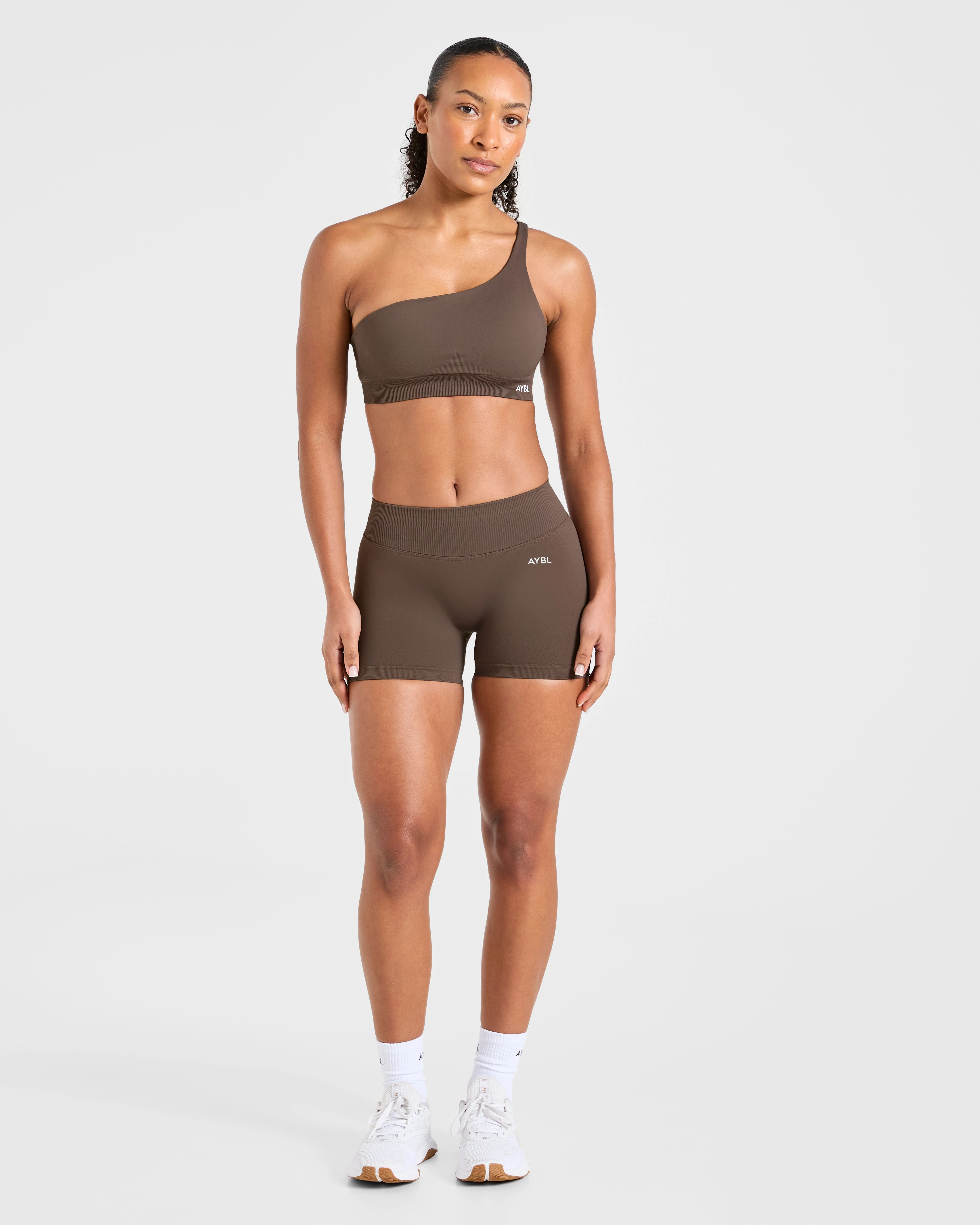 Enhance Seamless One Shoulder Sports Bra - Marron - Image 3